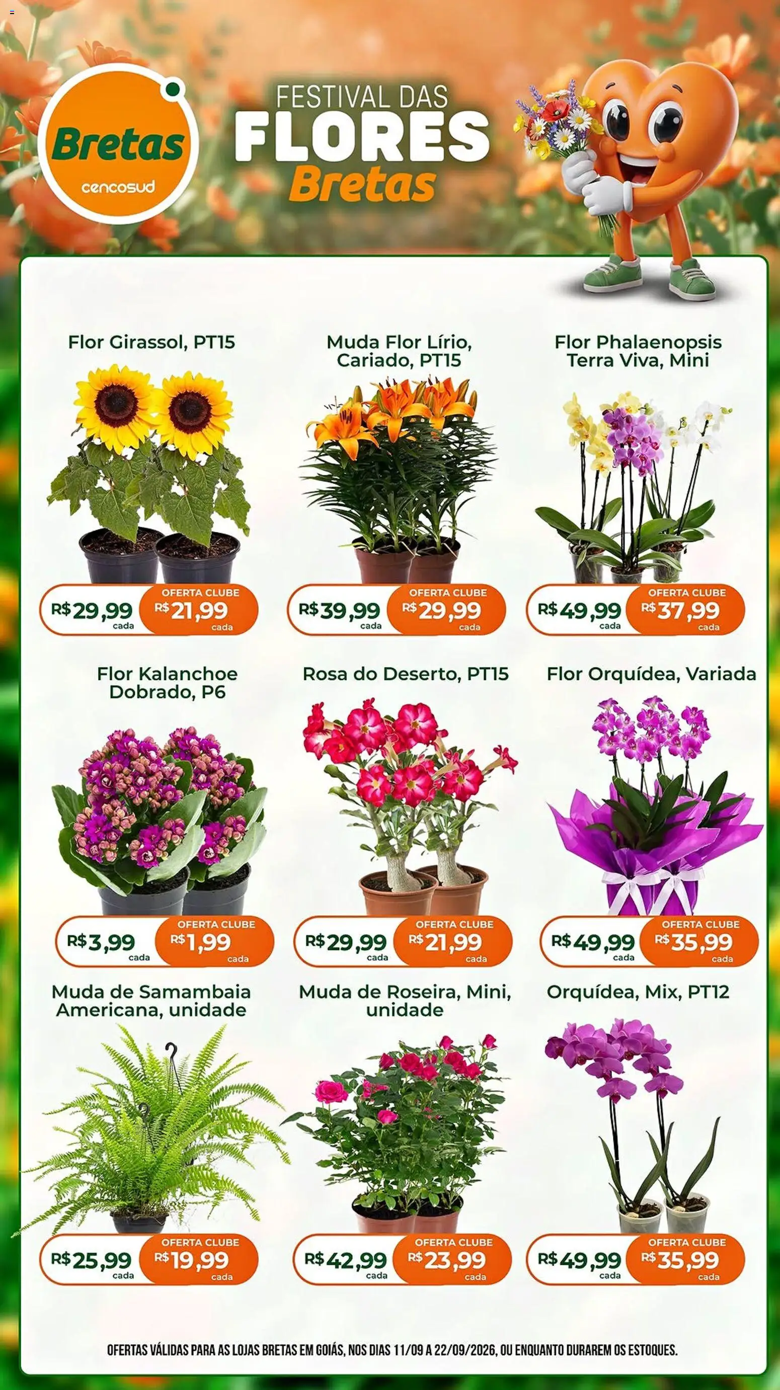 Bretas Folheto - válido de 11/09/2026 | Página: 1 | Produtos: Flores