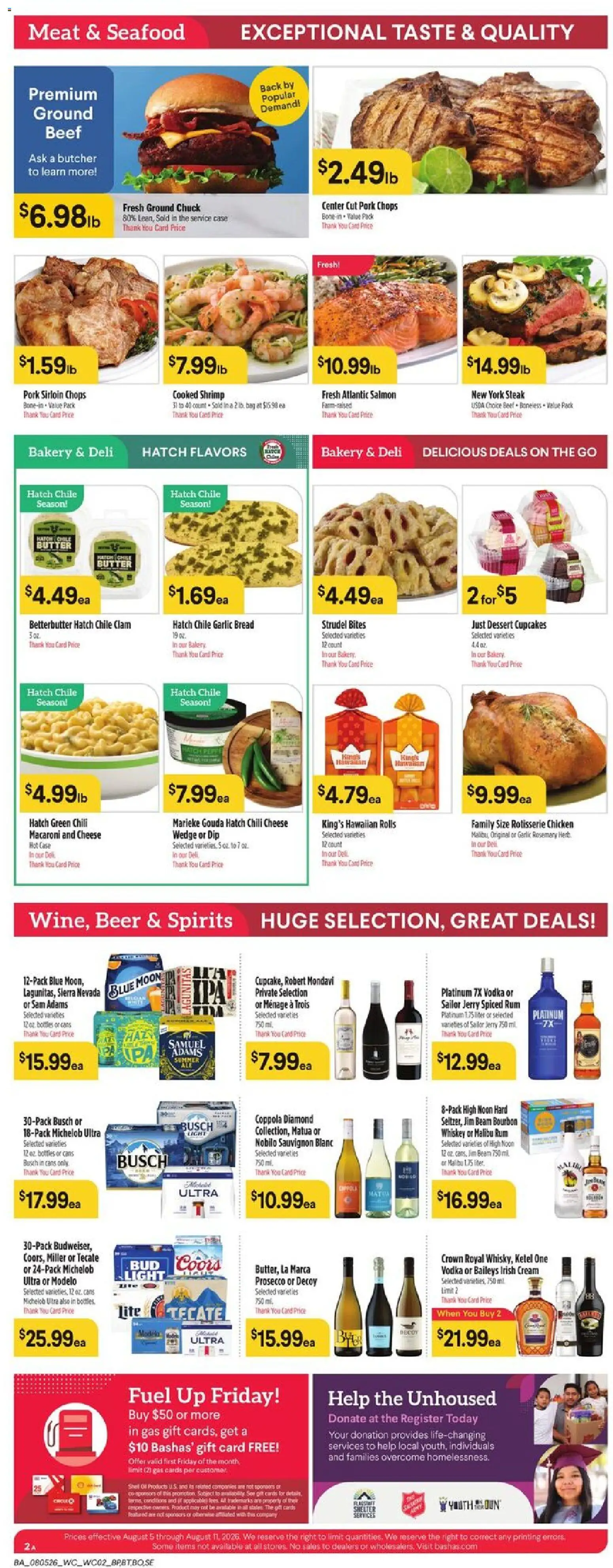 Basha's Weekly Ad - valid from 08/05/2026 | Page: 2 | Products: Bakery, Bourbon, Vodka, Garlic
