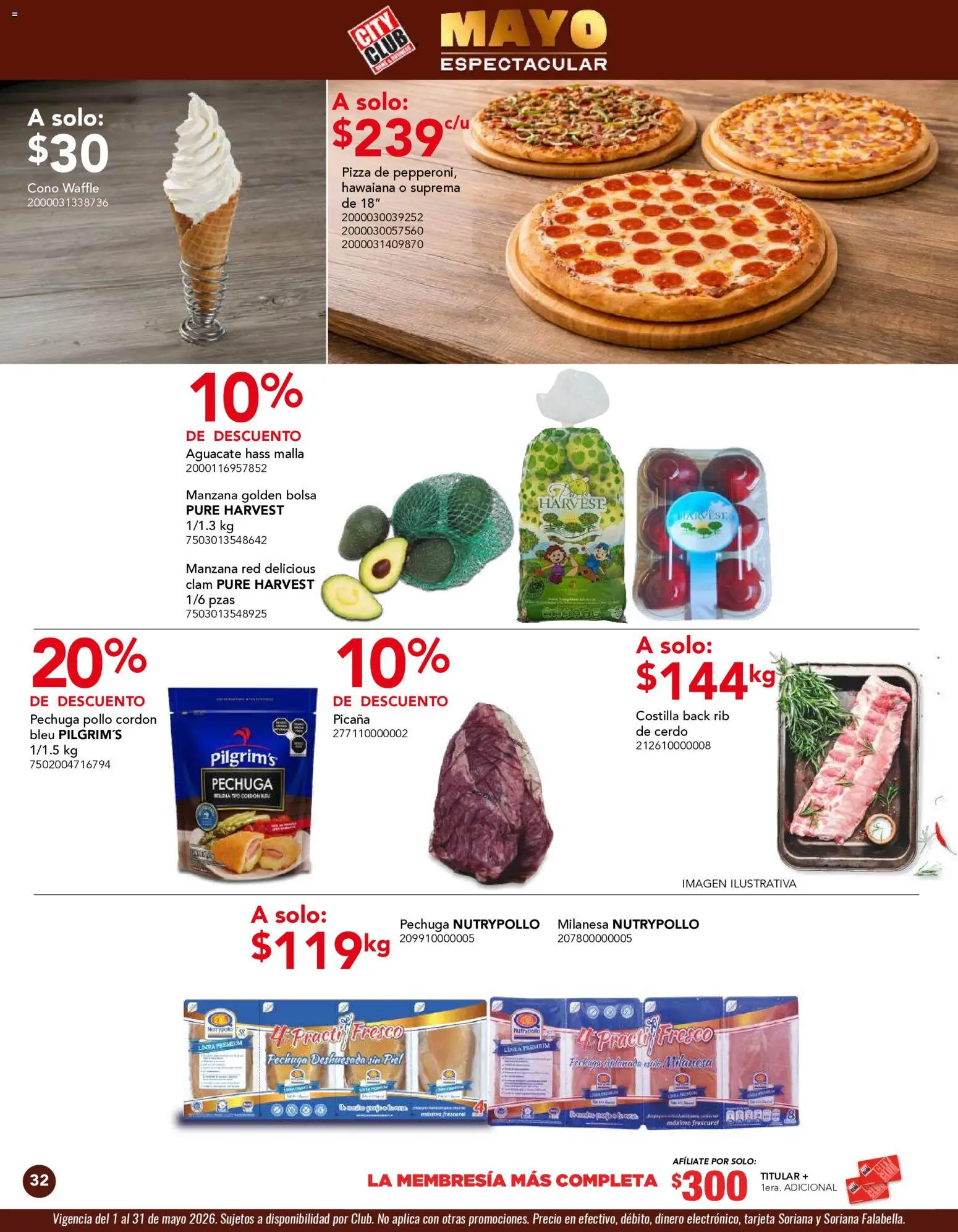 Nuevas ofertas de City Club válidas en toda la República Mexicana desde el 01.05.2026. ¡Encuentra las mejores ofertas en City Club catálogo! | Página: 32 | Productos: Pollo, Bolsa, Pizza, Malla