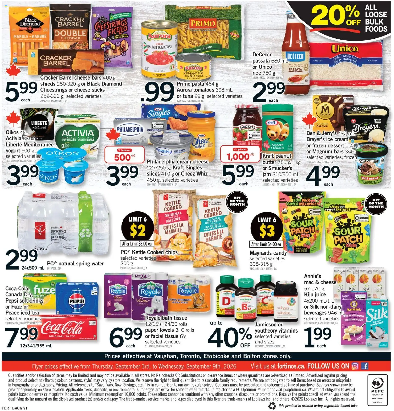 Fortinos flyer valid from Sep 3, 2026 | Page: 2 | Products: Iced tea, Cream, Cream cheese, Jam