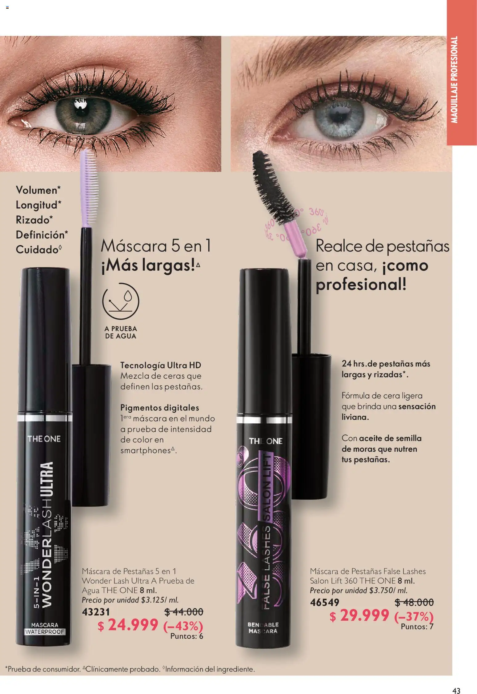 Oriflame revista - valida desde el 20/06/2026 | Página: 43 | Productos: Agua, Cera, Maquillaje, Máscara