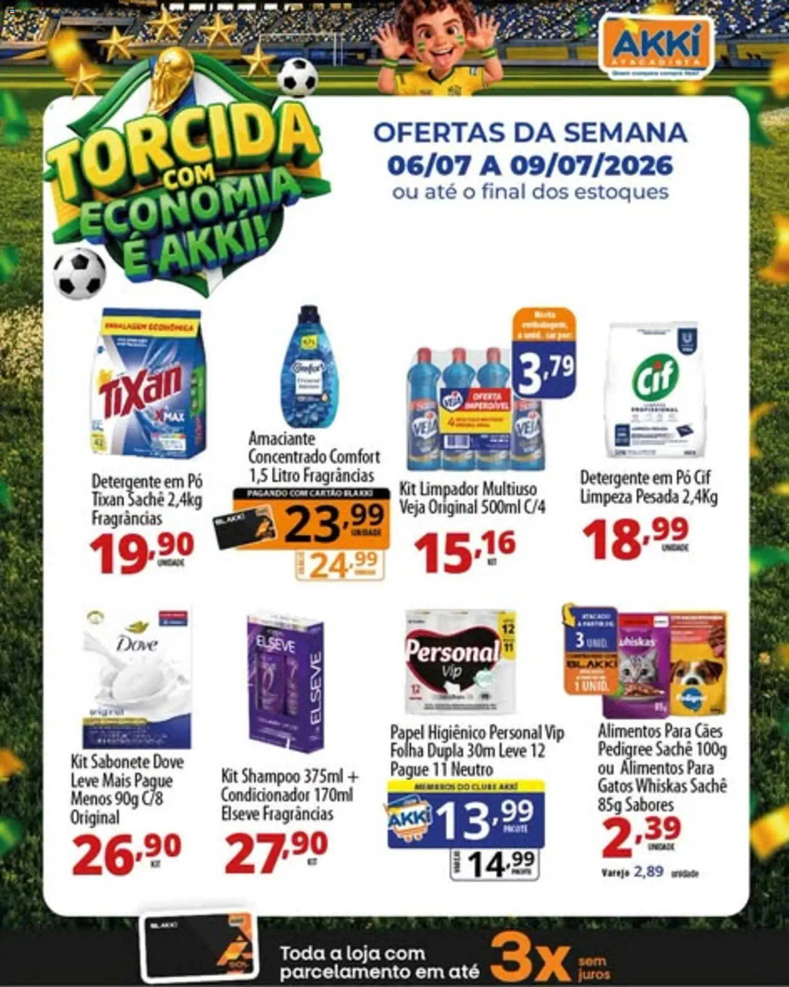 Akki Atacadista Folheto - válido de 06/07/2026 | Página: 1 | Produtos: Condicionador, Detergente, Dove, Amaciante