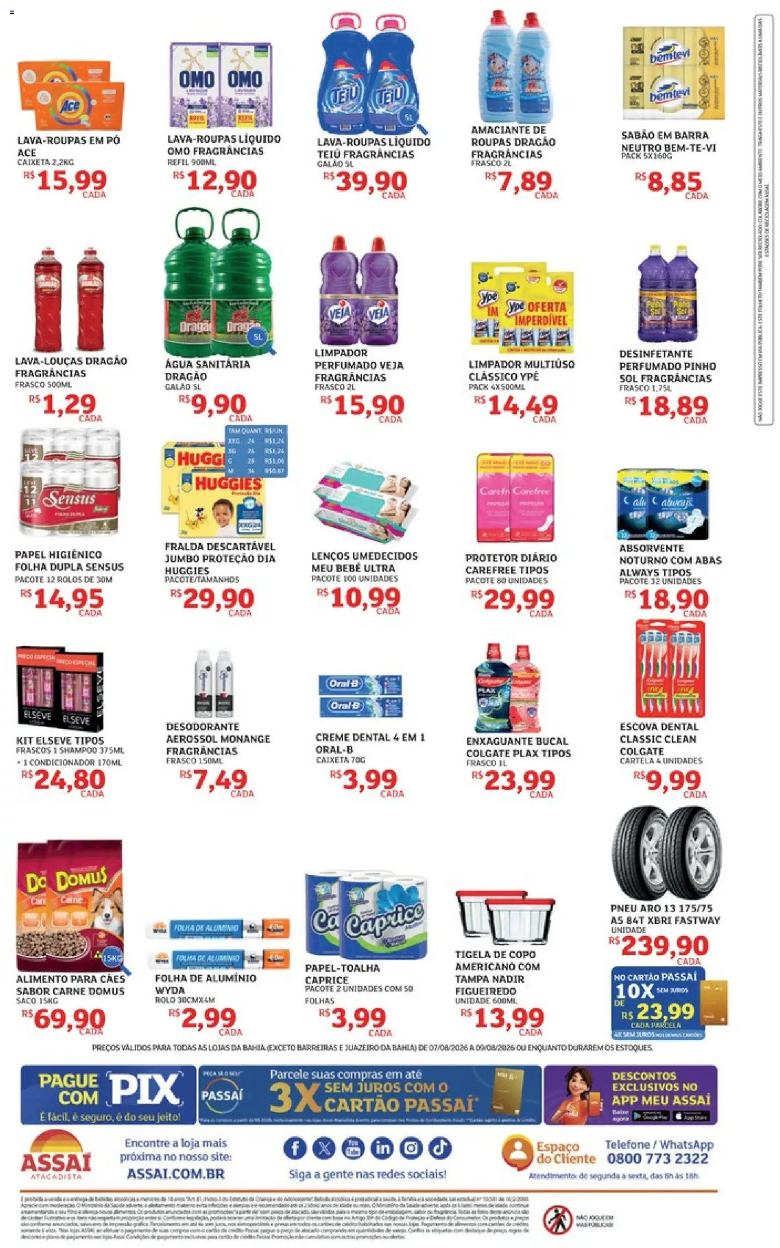 Assaí Atacadista Folheto - válido de 07/08/2026 | Página: 4 | Produtos: Shampoo, Pó, Enxaguante bucal, Carne