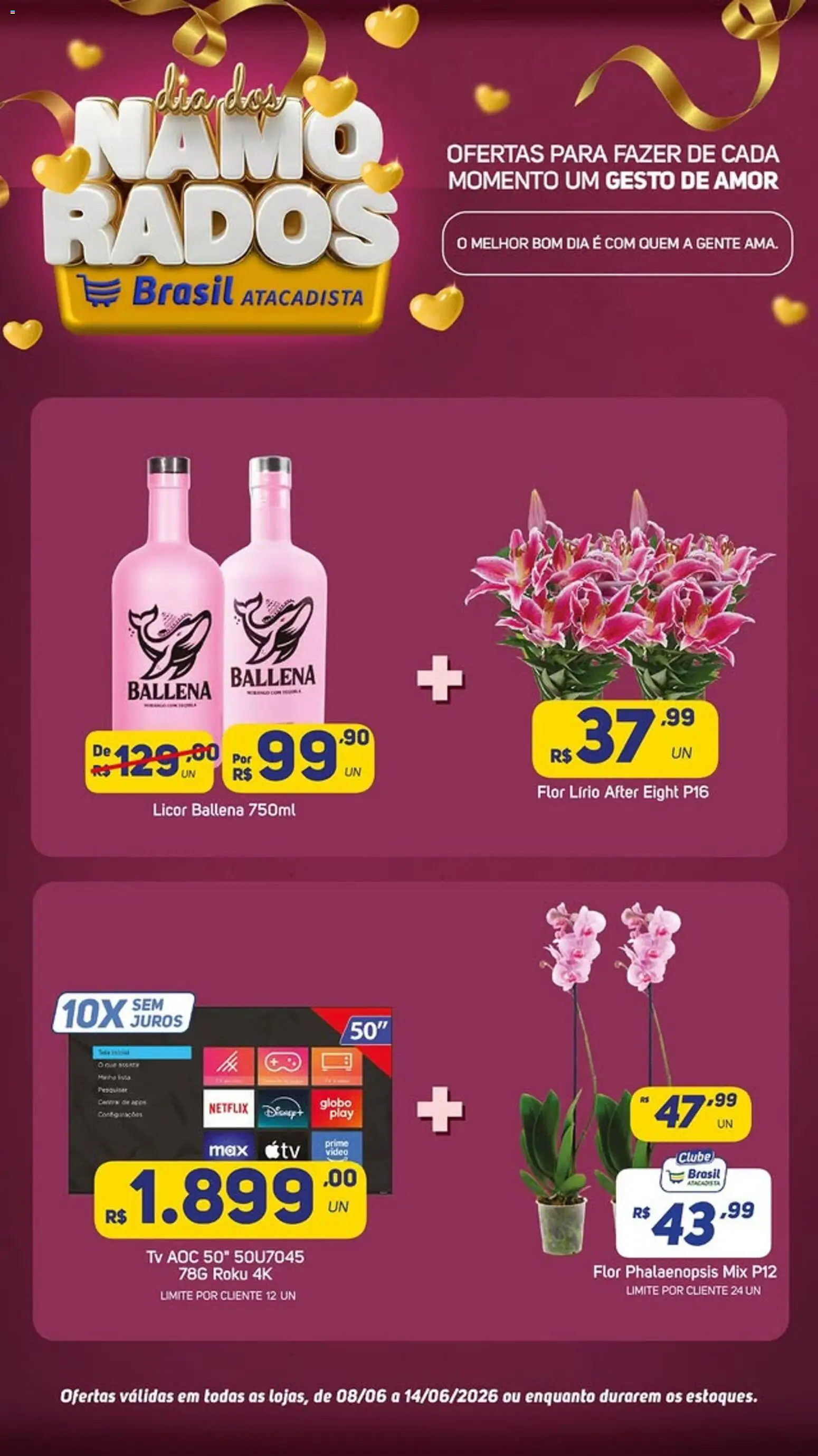 Brasil Atacadista Folheto - válido de 08.06.2026 | Página: 2 | Produtos: Licor, Tv, Vídeo