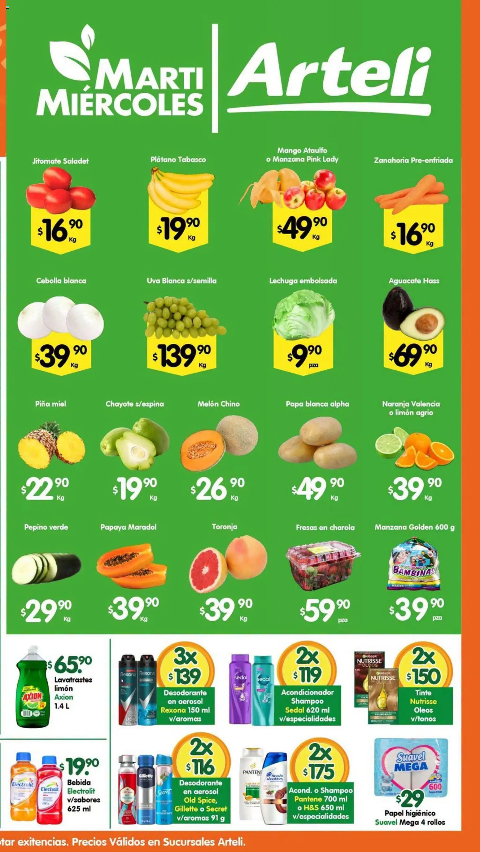 Nuevas ofertas de Arteli válidas en toda la República Mexicana desde el 28/07/2026. ¡Encuentra las mejores ofertas en Arteli folleto Valles! | Página: 2 | Productos: Uva, Piña, Papel higiénico, Zanahoria