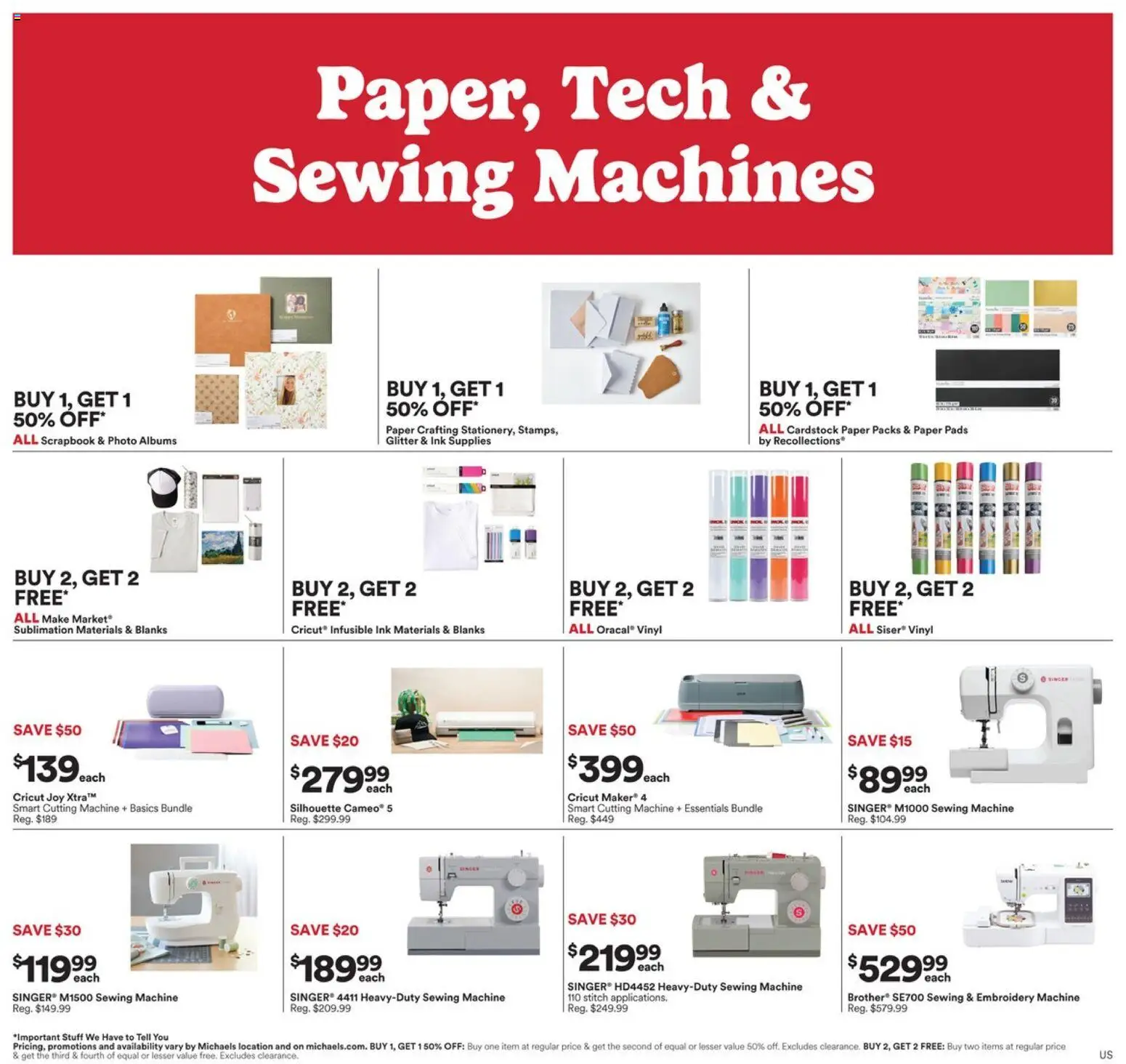 Michaels Weekly Ad - valid from 07.06.2026 | Page: 4 | Products: Sewing machine, Ink, Pads