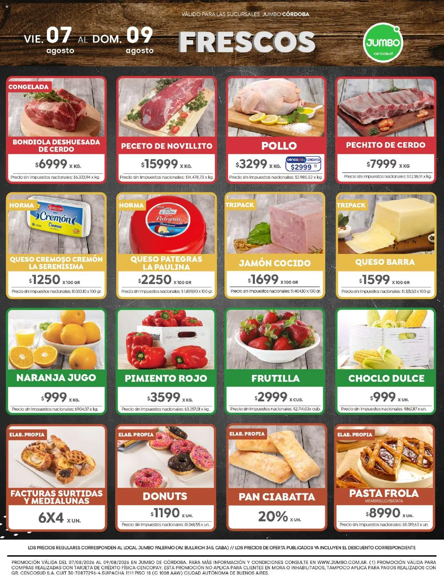 Jumbo - Ofertas Córdoba │ válido desde el 07/08/2026 | Página: 8 | Productos: Choclo, Frutilla, Pimiento, Pan