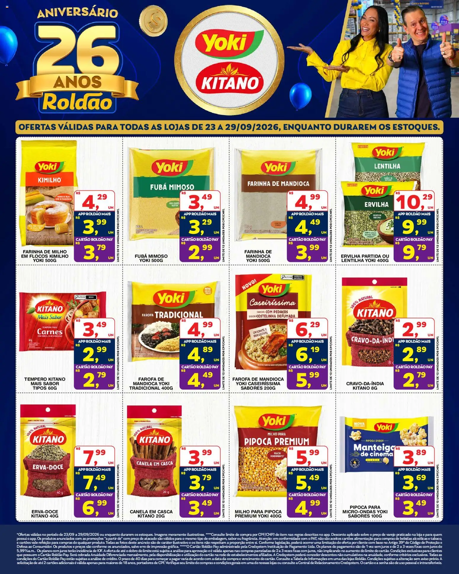 Roldão Folheto - válido de 23/09/2026 | Página: 1 | Produtos: Farinha de mandioca, Bebidas, Base, Farofa