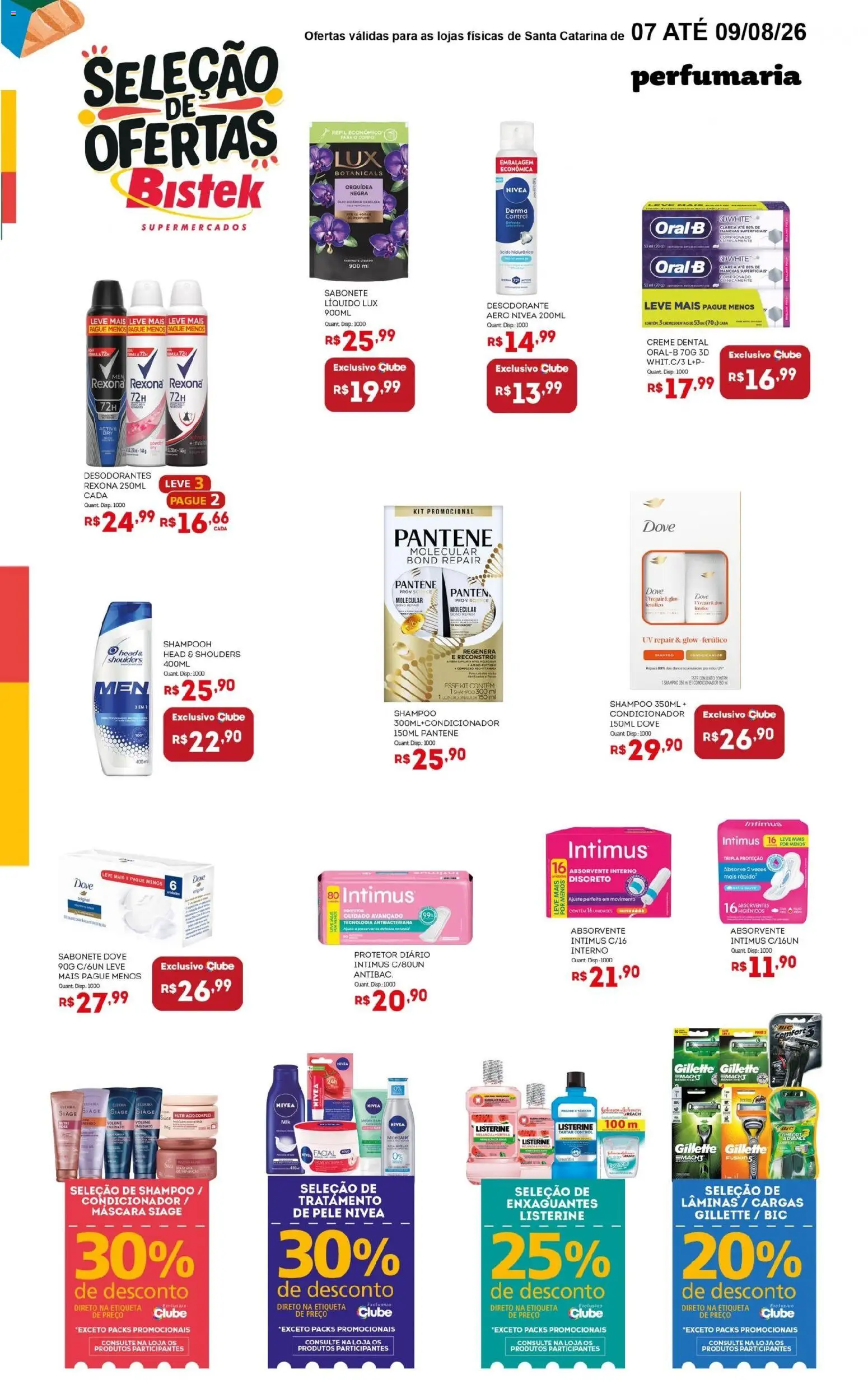 Bistek Supermercados Folheto - válido de 07/08/2026 | Página: 3 | Produtos: Shampoo, Orquídea, Rexona, Sabonete líquido