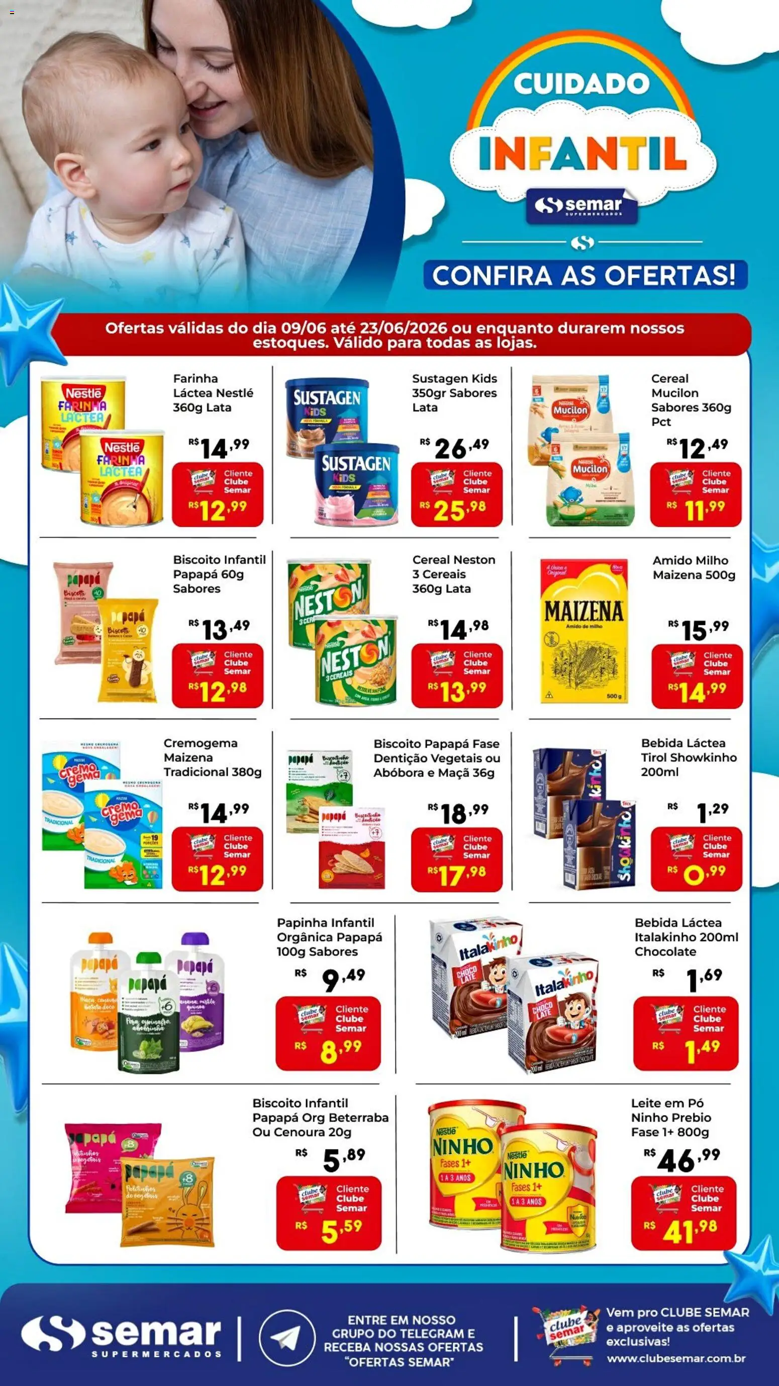 Semar Supermercado Folheto - válido de 09.06.2026 | Página: 1 | Produtos: Chocolate, Vinho, Mucilon, Leite em pó