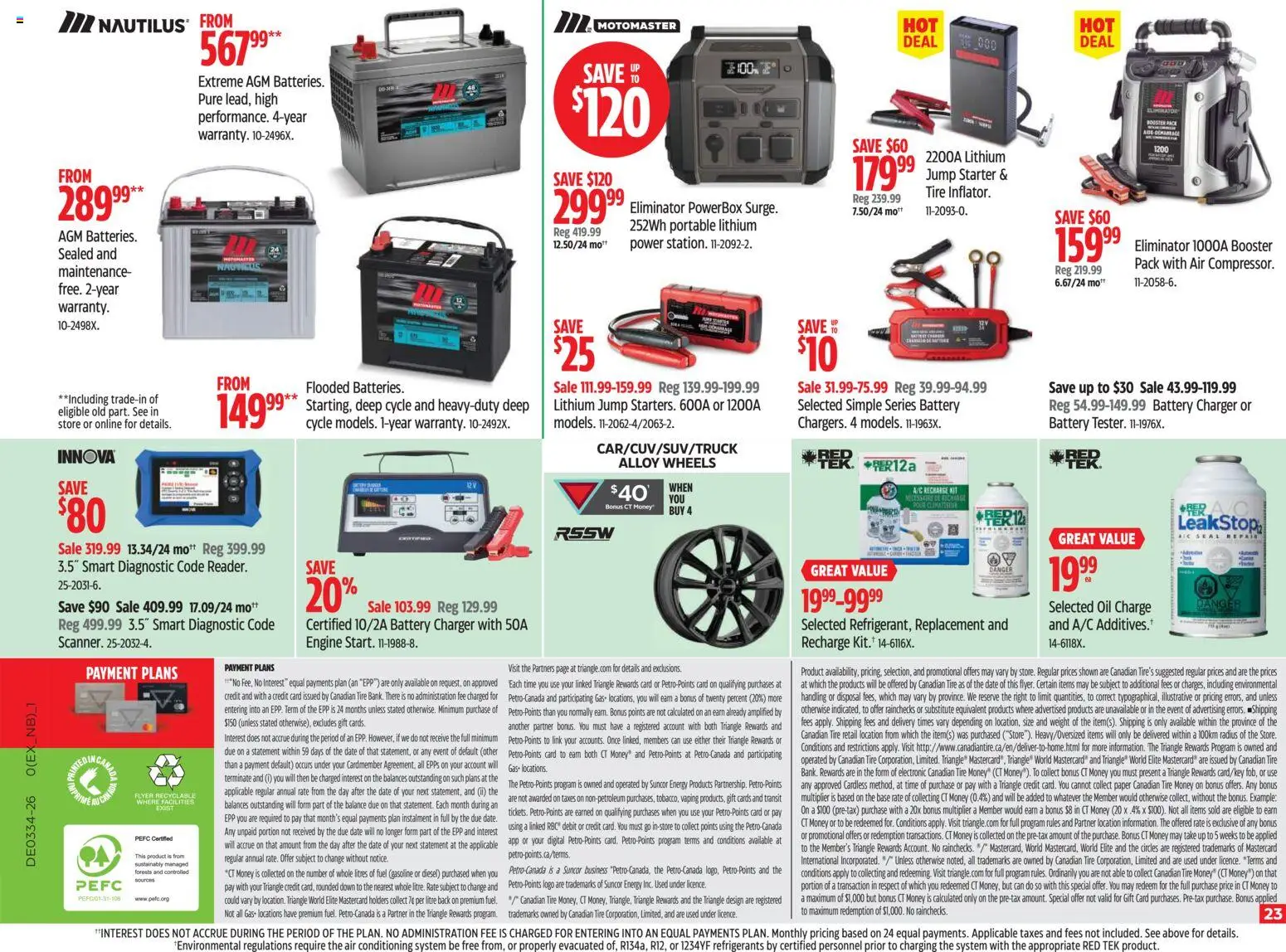 Canadian Tire flyer valid from Aug 20, 2026 | Page: 23 | Products: Air conditioning, Bed, Battery, Oil