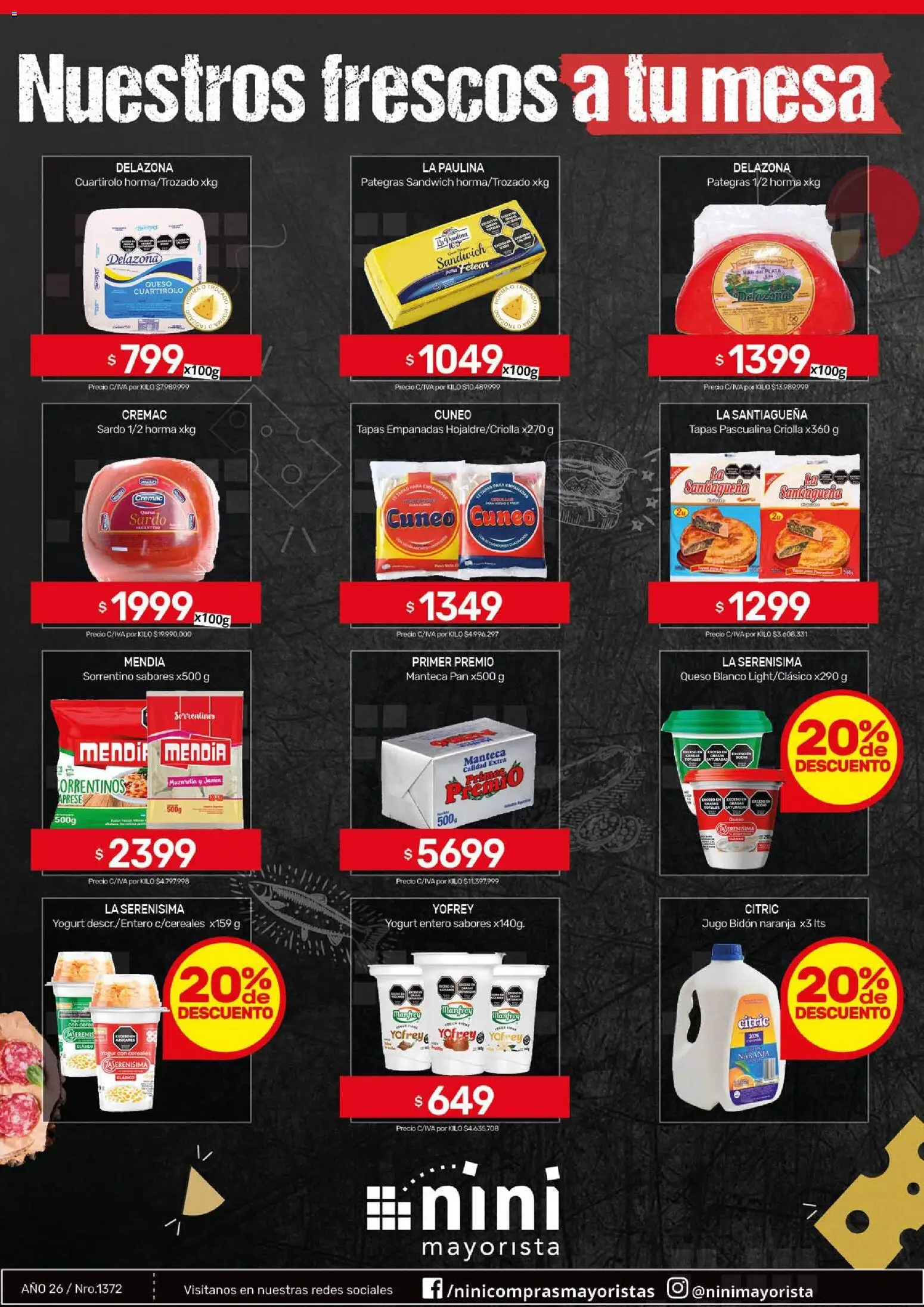 NINI Mayorista ofertas │ válido desde el 10/08/2026 | Página: 39 | Productos: Manteca, Queso, Yogur, Pan