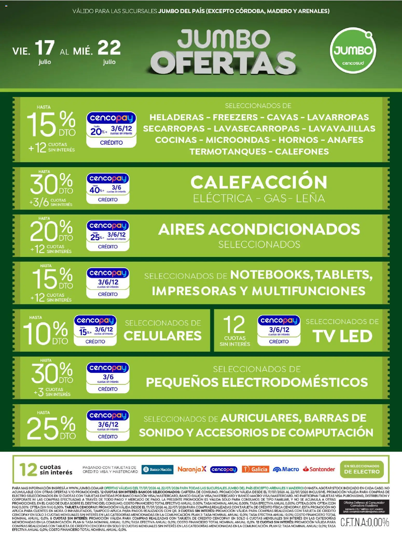 Jumbo - Ofertas | Electro y Hogar │ válido desde el 17/07/2026 | Página: 3 | Productos: Teléfono, Sobre, Lavarropas, Microondas