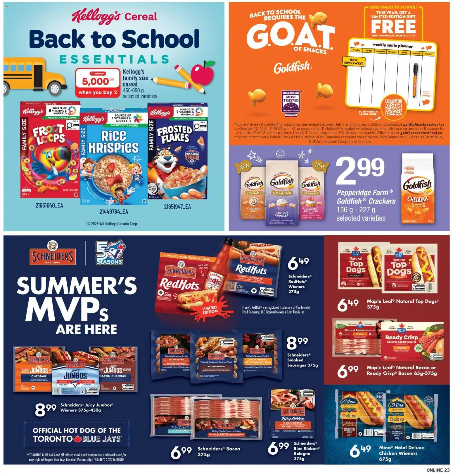 Fortinos flyer valid from Aug 27, 2026 | Page: 22 | Products: Cheese roll, Sugar, Grains, Vanilla
