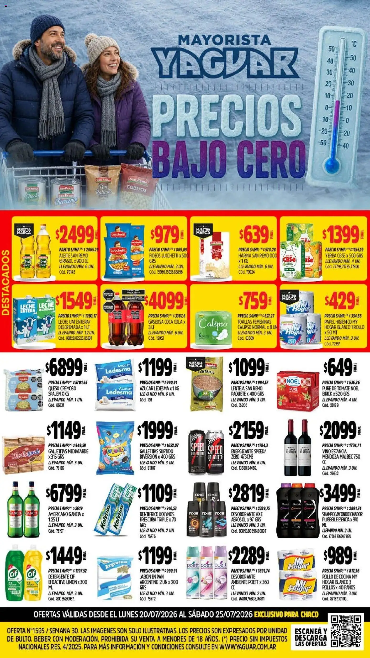 Yaguar - Oferta Semanal Chaco │ válido desde el 20/07/2026 | Página: 1 | Productos: Papel higiénico, Lentejas, Jabón, Pure de Tomate