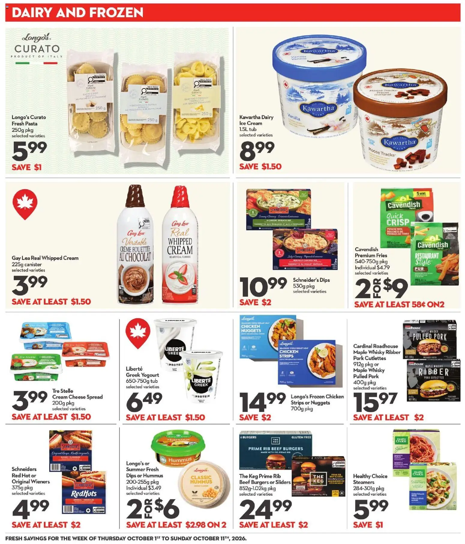 Longo's flyer valid from Oct 1, 2026 | Page: 20 | Products: Beef, Mozzarella, Vanilla, Cheese