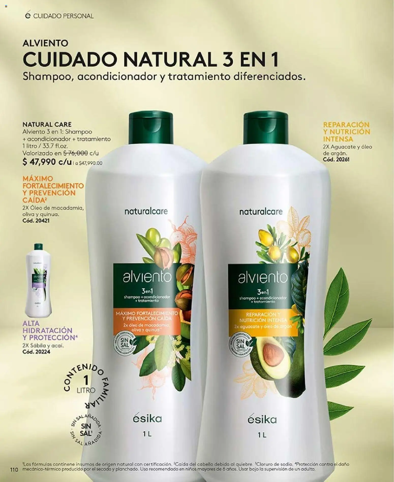 Ésika revista - valida desde el 28/08/2026 | Página: 110 | Productos: Aguacate, Shampoo, Acondicionador, Oliva