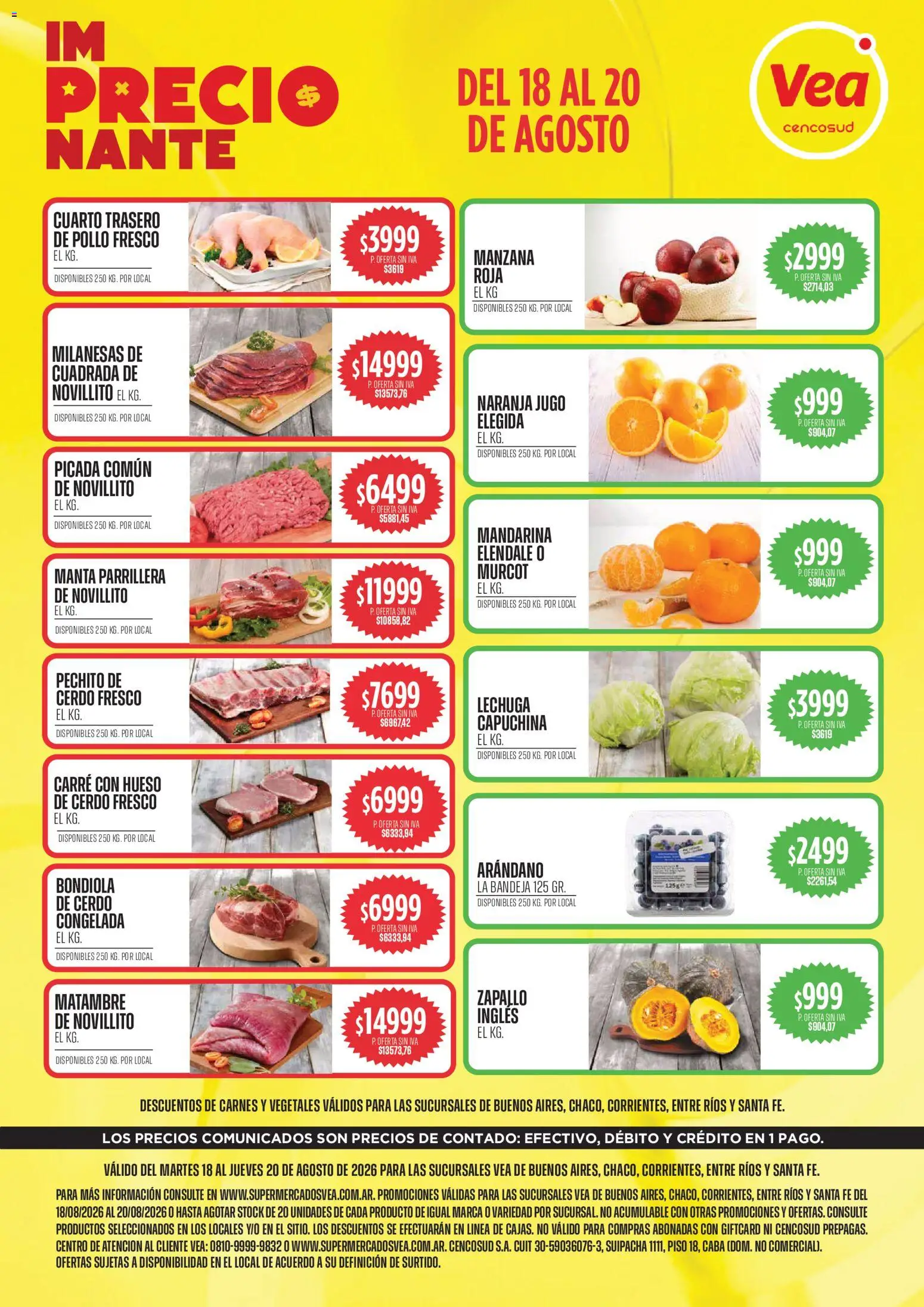 Vea - Volante Semanal | BA y Nea │ válido desde el 18/08/2026 | Página: 1 | Productos: Pollo, Lechuga, Manta, Cerdo