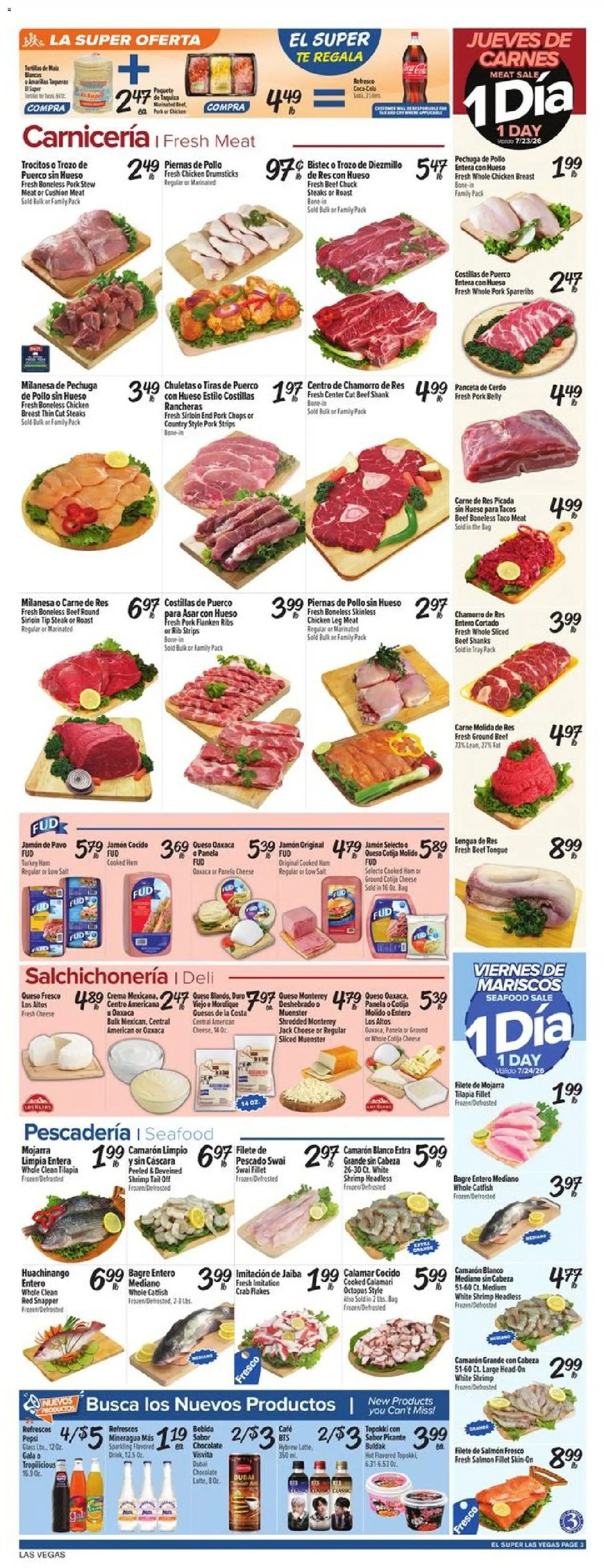 El Super Weekly Ad - NV - valid from 07/22/2026 | Page: 3 | Products: Cheese, Pork, Flakes, Bag