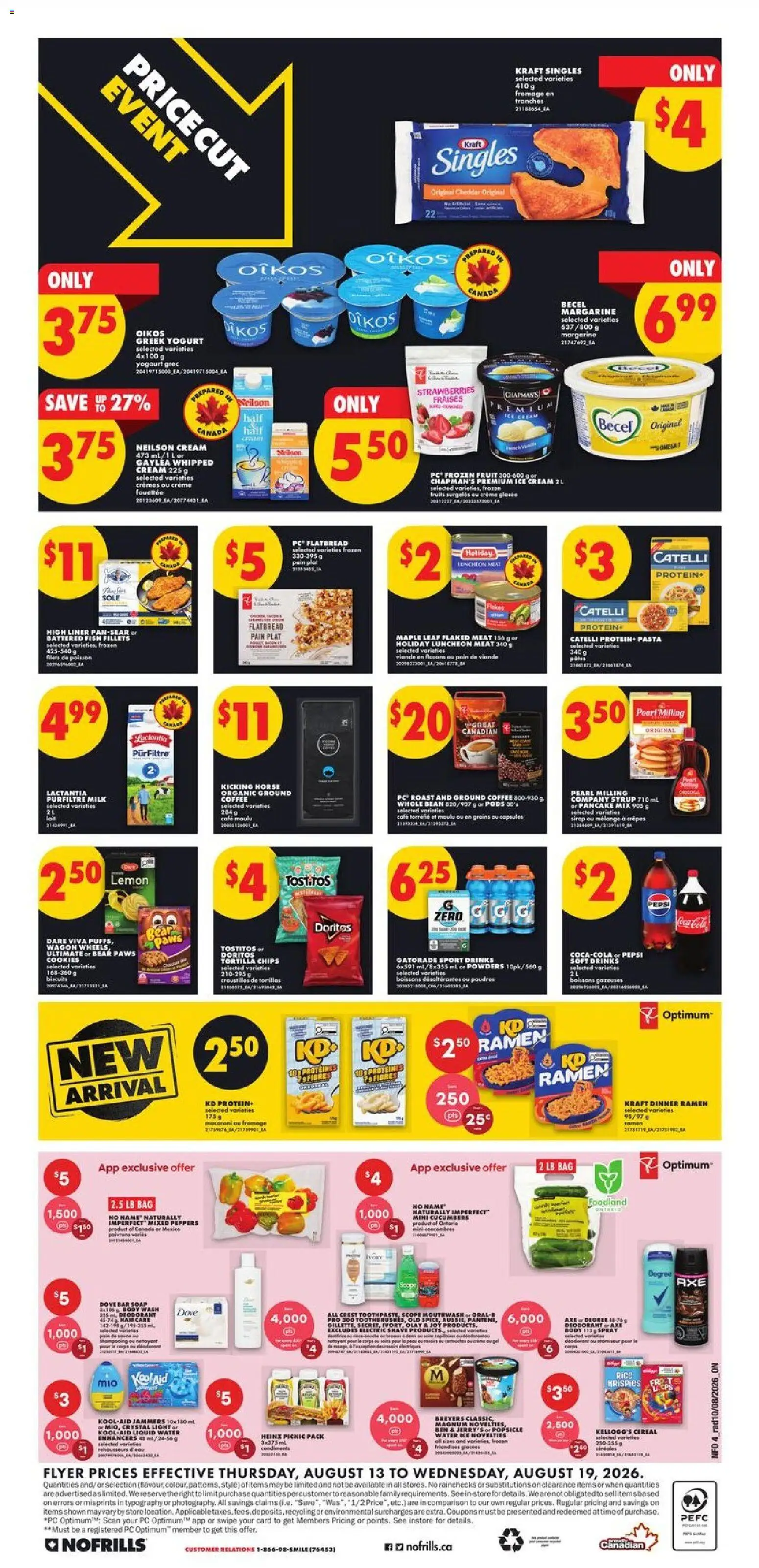 No Frills flyer valid from Aug 13, 2026 | Page: 5 | Products: Cookies, Ice cream, Popsicle, Meat