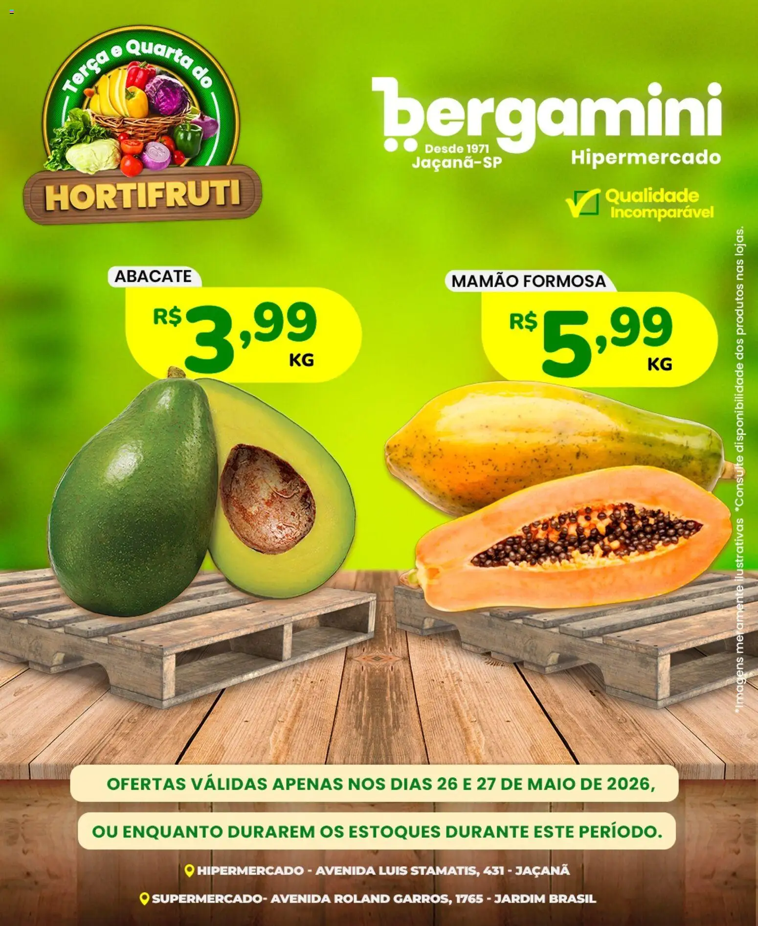 Supermercado Bergamini Folheto - válido de 26.05.2026 | Página: 9 | Produtos: Maiô, Mamão