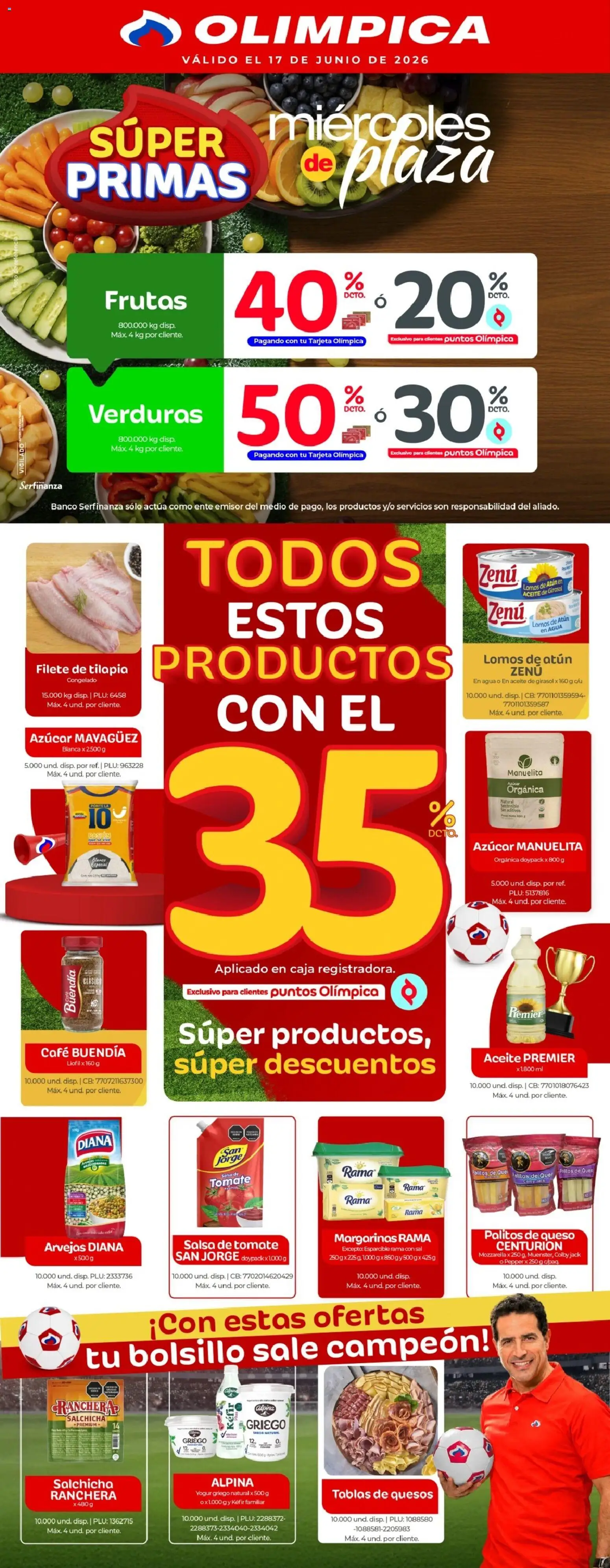 Olímpica revista - valida desde el 17.06.2026 | Página: 1 | Productos: Atún, Azucar, Queso, Yogur