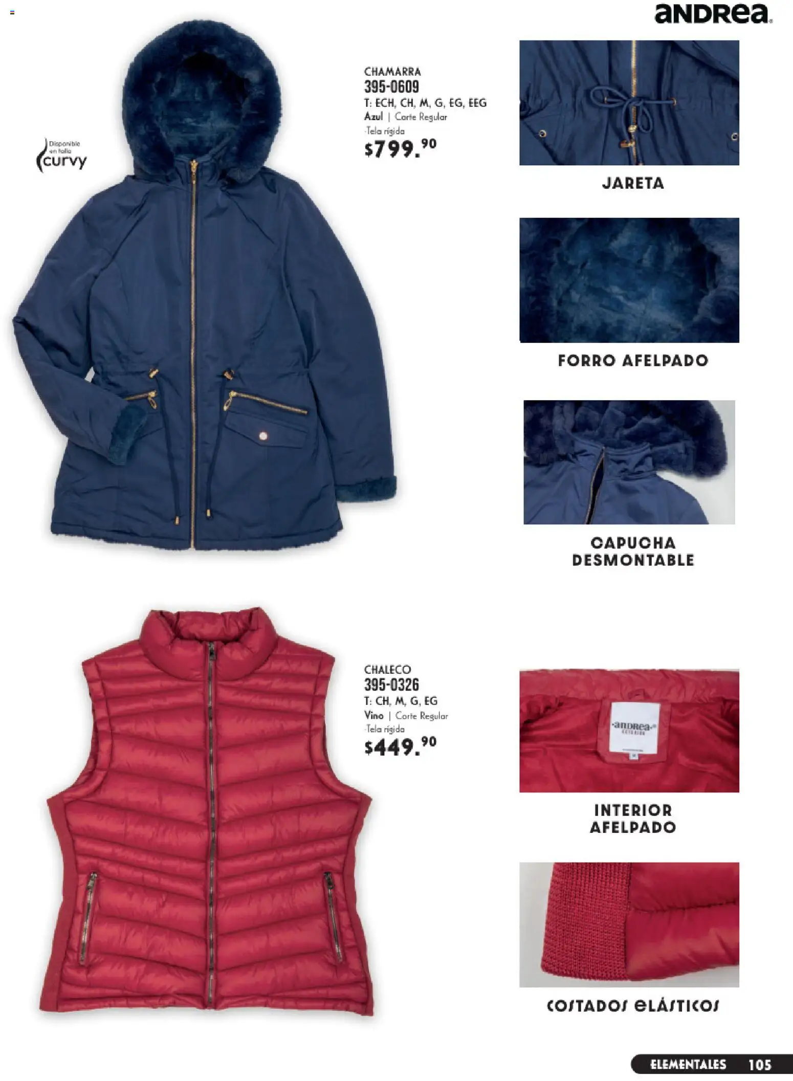 Nuevas ofertas de Andrea válidas en toda la República Mexicana desde el 23/08/2026. ¡Encuentra las mejores ofertas en Andrea catálogo Vestir! | Página: 105 | Productos: Chaleco, Chamarra, Vino