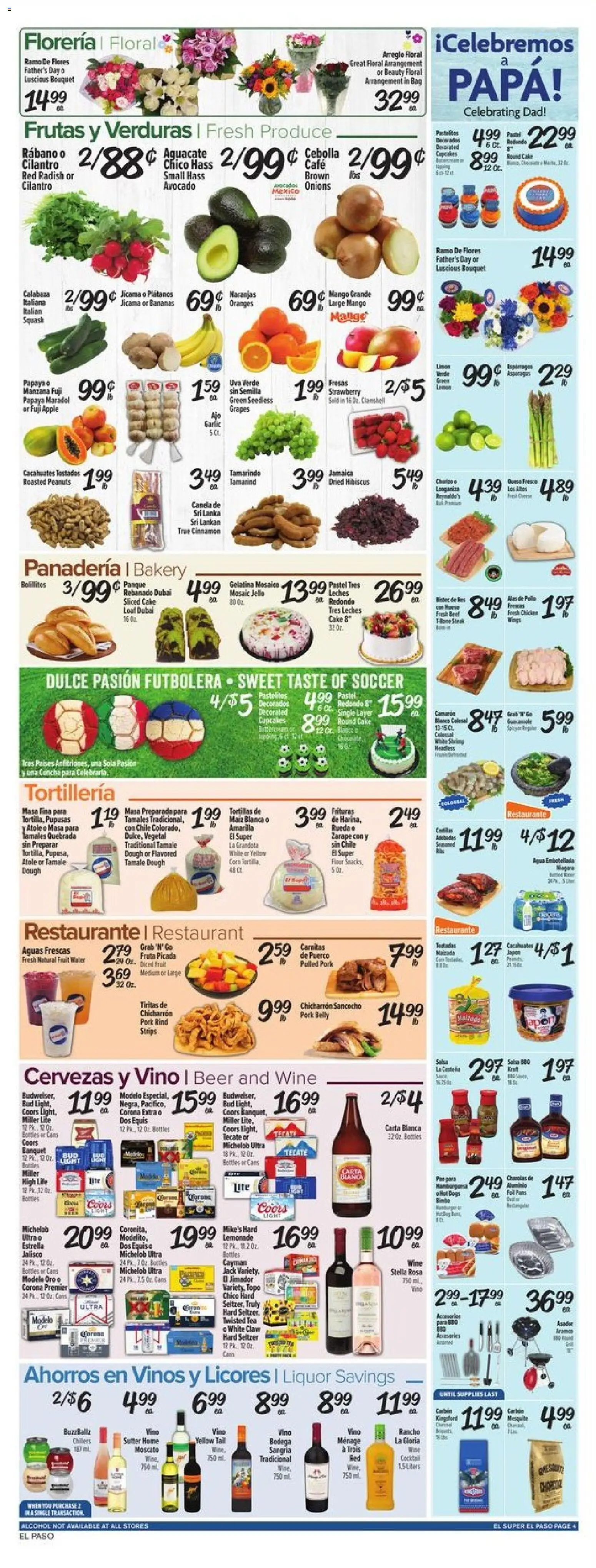 El Super Weekly Ad - TX - valid from 17.06.2026 | Page: 4 | Products: Beer, Tea, Water, Bag