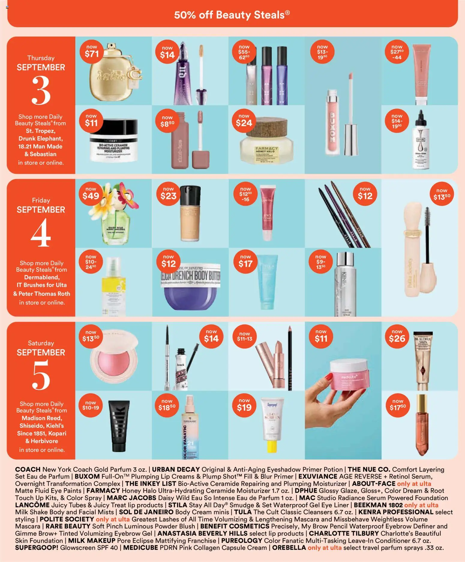 Ulta Beauty 21 Days of Beauty Calendar - valid from 08/28/2026 | Page: 4 | Products: Powder, Foundation, Milk, Cream
