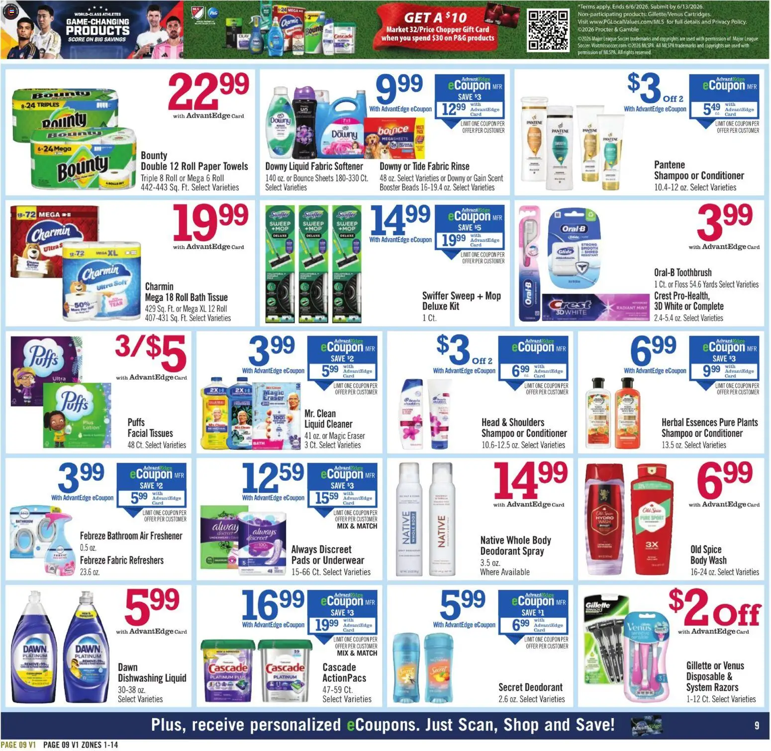 Price Chopper Weekly Ad - valid from 24.05.2026 | Page: 9 | Products: Conditioner, Deodorant, Toothbrush, Pads