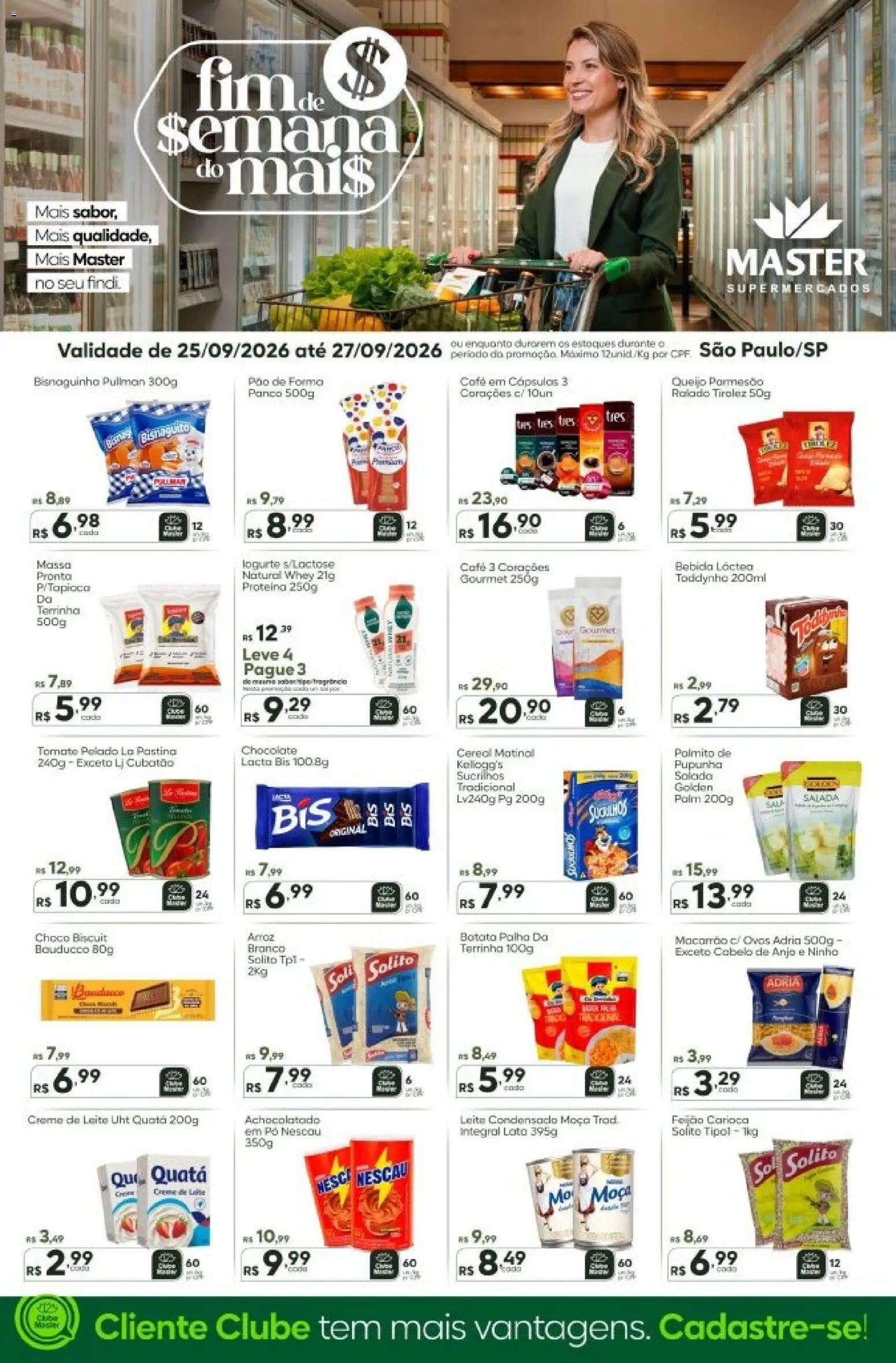 Master Folheto - válido de 25/09/2026 | Página: 3 | Produtos: Pupunha, Queijo, Ovos, Queijo parmesão
