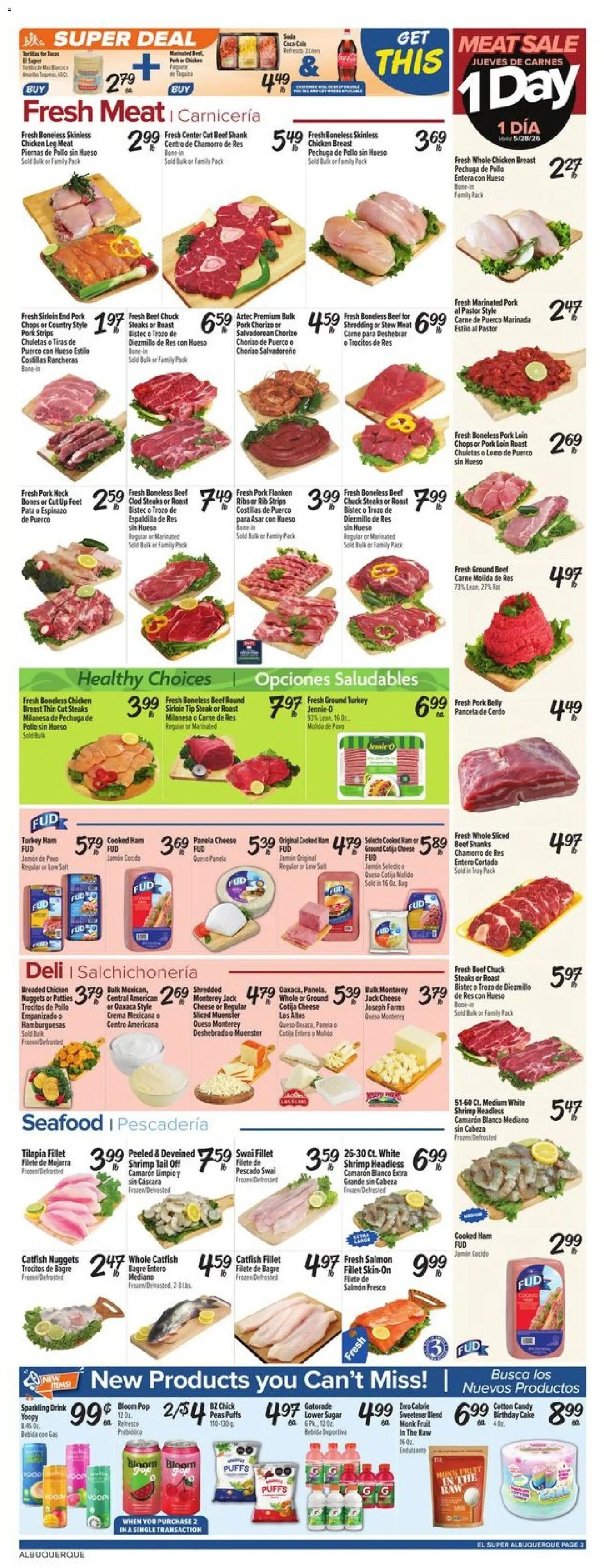 El Super Weekly Ad - NM - valid from 27.05.2026 | Page: 3 | Products: Cheese, Ham, Beef, Salt