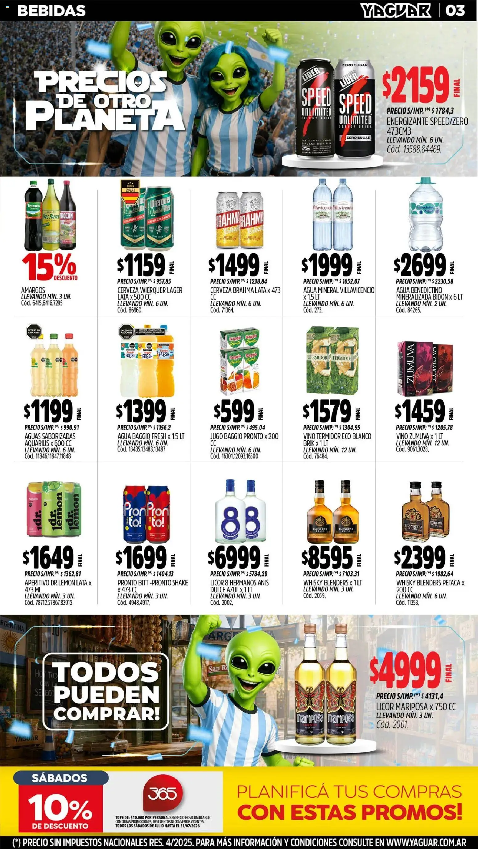 Yaguar catálogo │ válido desde el 06/07/2026 | Página: 4 | Productos: Bidón, Agua, Jugo, Cerveza