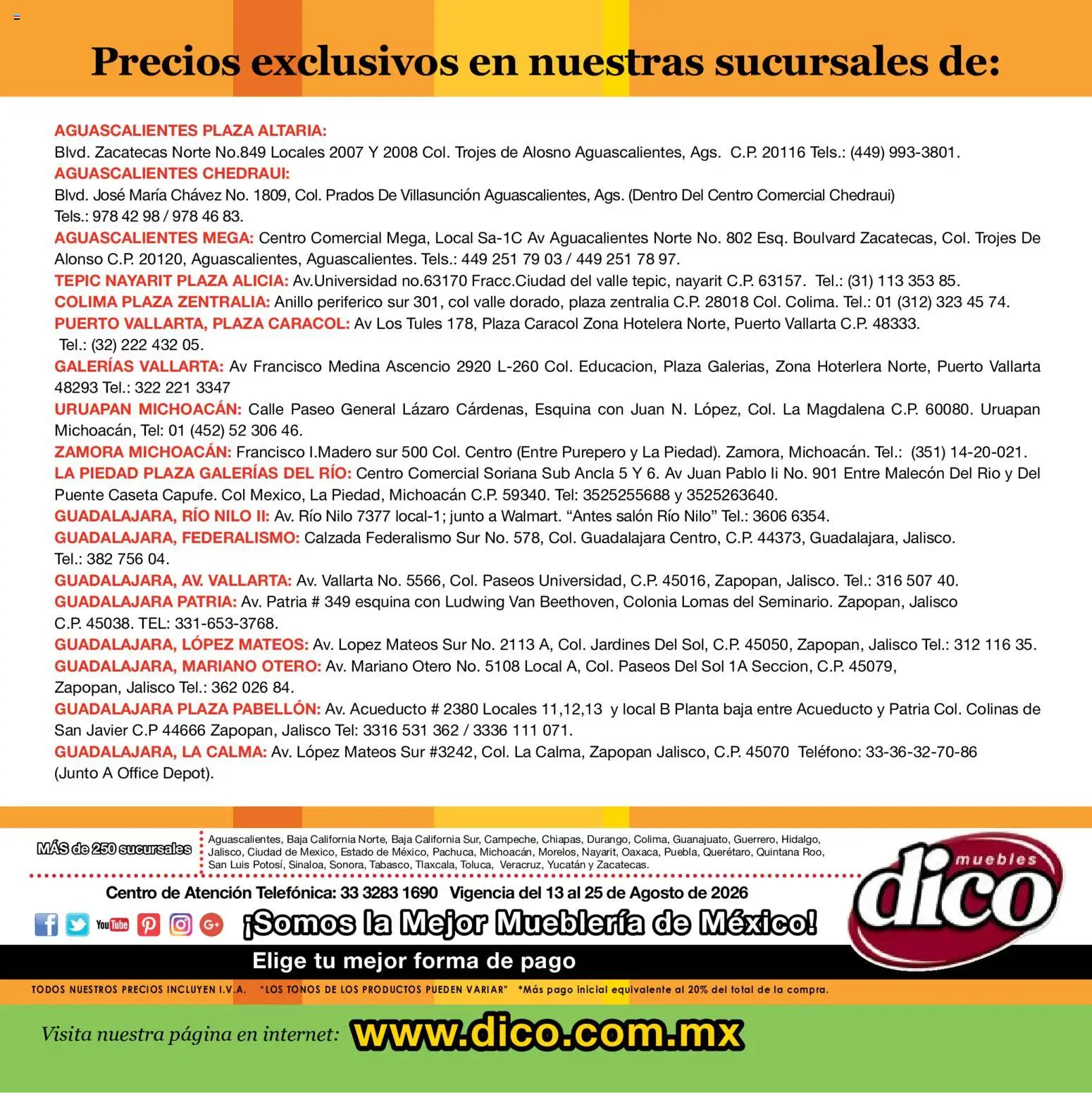 Nuevas ofertas de Muebles Dico válidas en toda la República Mexicana desde el 13/08/2026. ¡Encuentra las mejores ofertas en Muebles Dico catálogo Expo Show! | Página: 64 | Productos: Col, Planta, Anillo, Teléfono