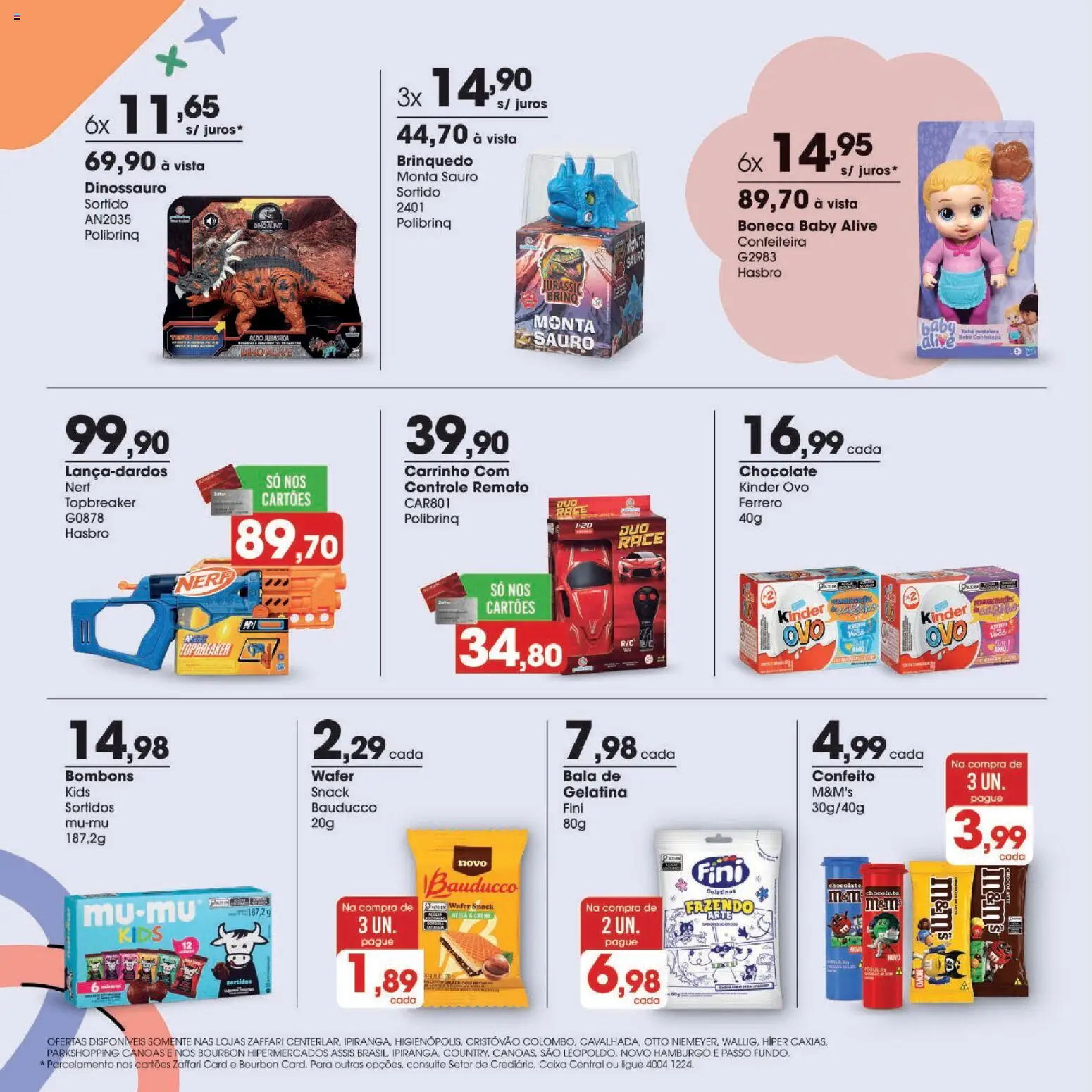 Zaffari Folheto - válido de 24/09/2026 | Página: 6 | Produtos: Boneca, Chocolate, Carrinho, Gelatina