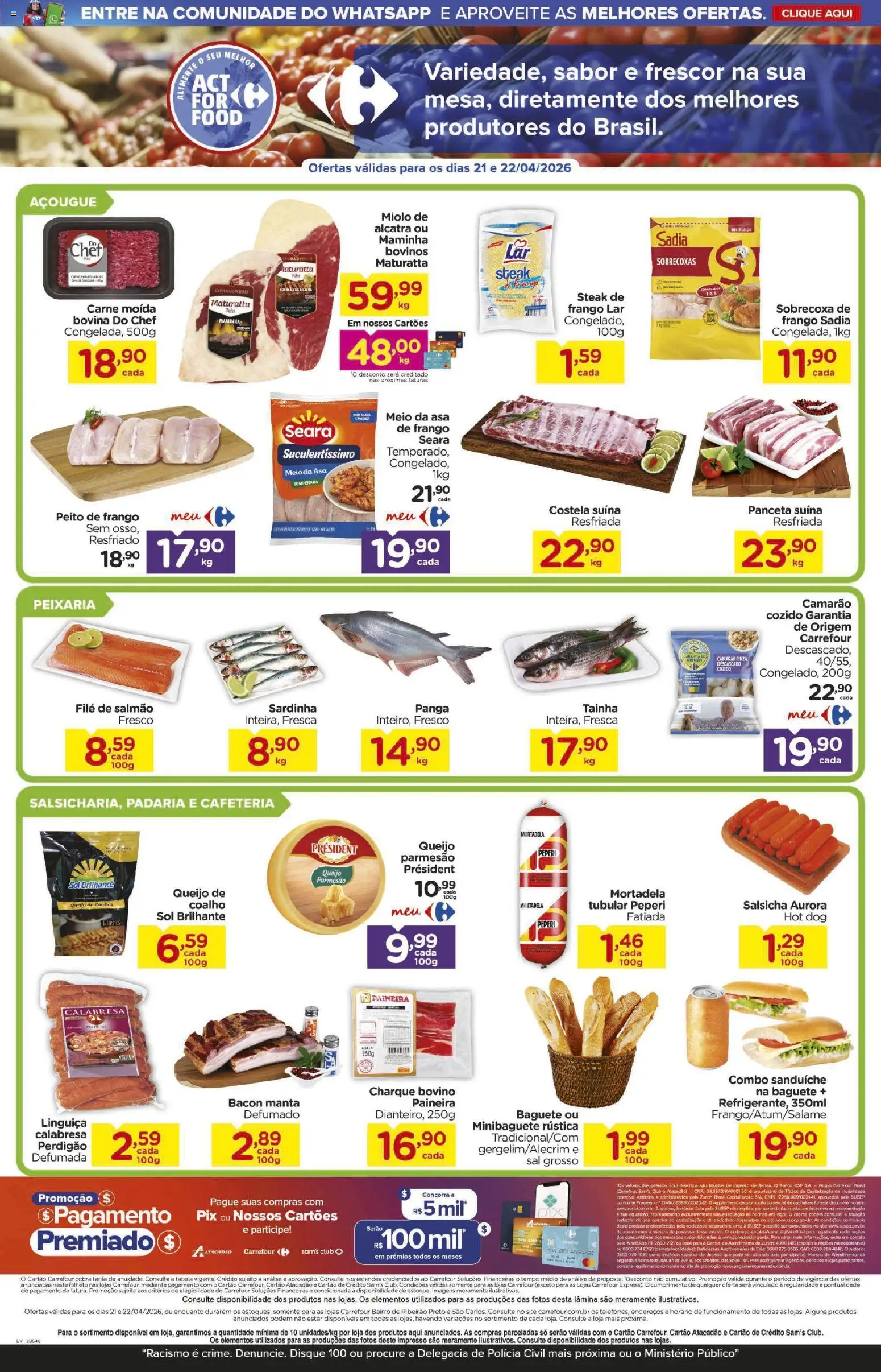 Carrefour Bairro Folheto - válido de 21.04.2026 | Página: 2 | Produtos: Parmesão, Carne, Sardinha, Carne moída