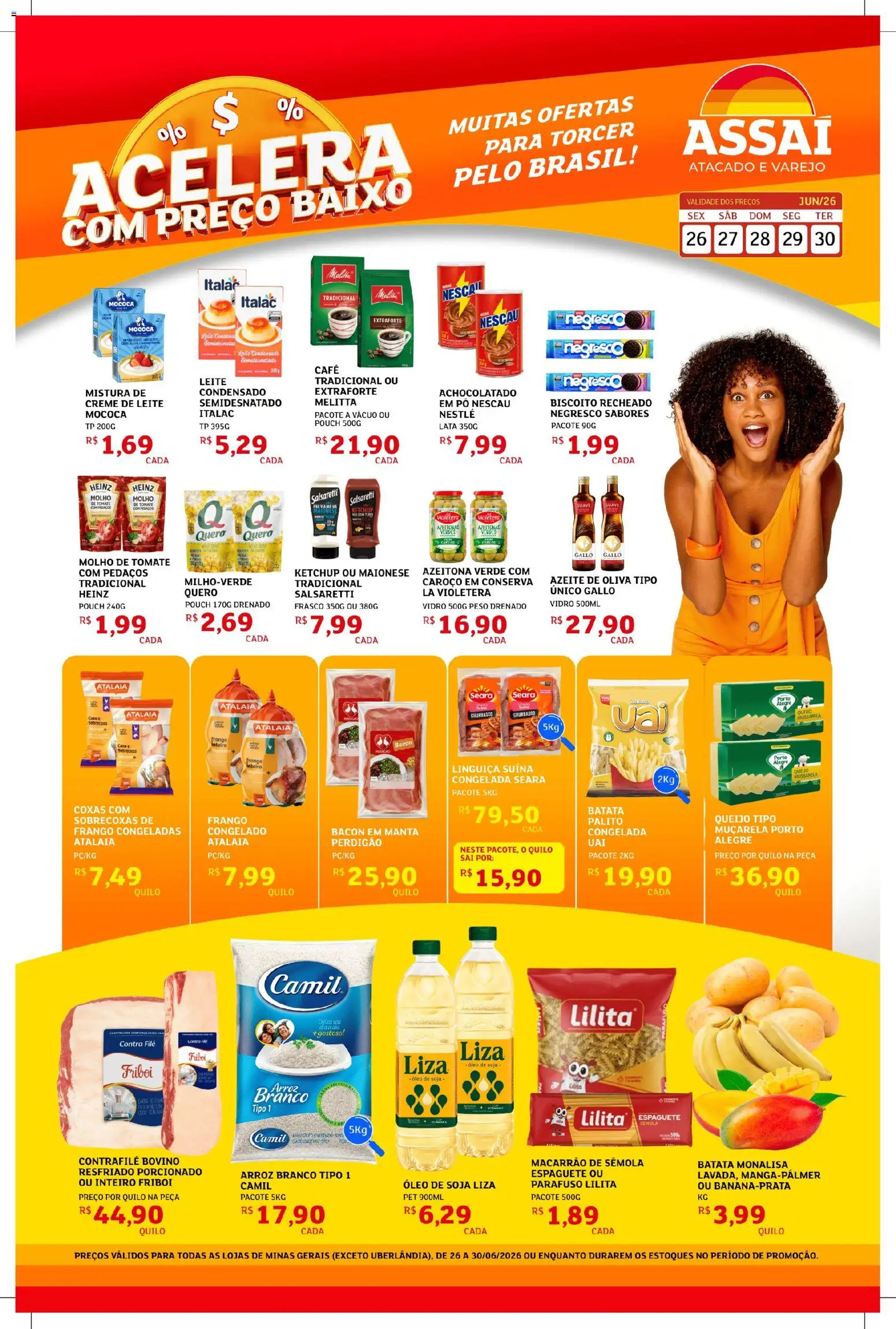 Assaí Atacadista Folheto - válido de 26/06/2026 | Página: 1 | Produtos: Pó, Linguiça, Ketchup, Biscoito recheado