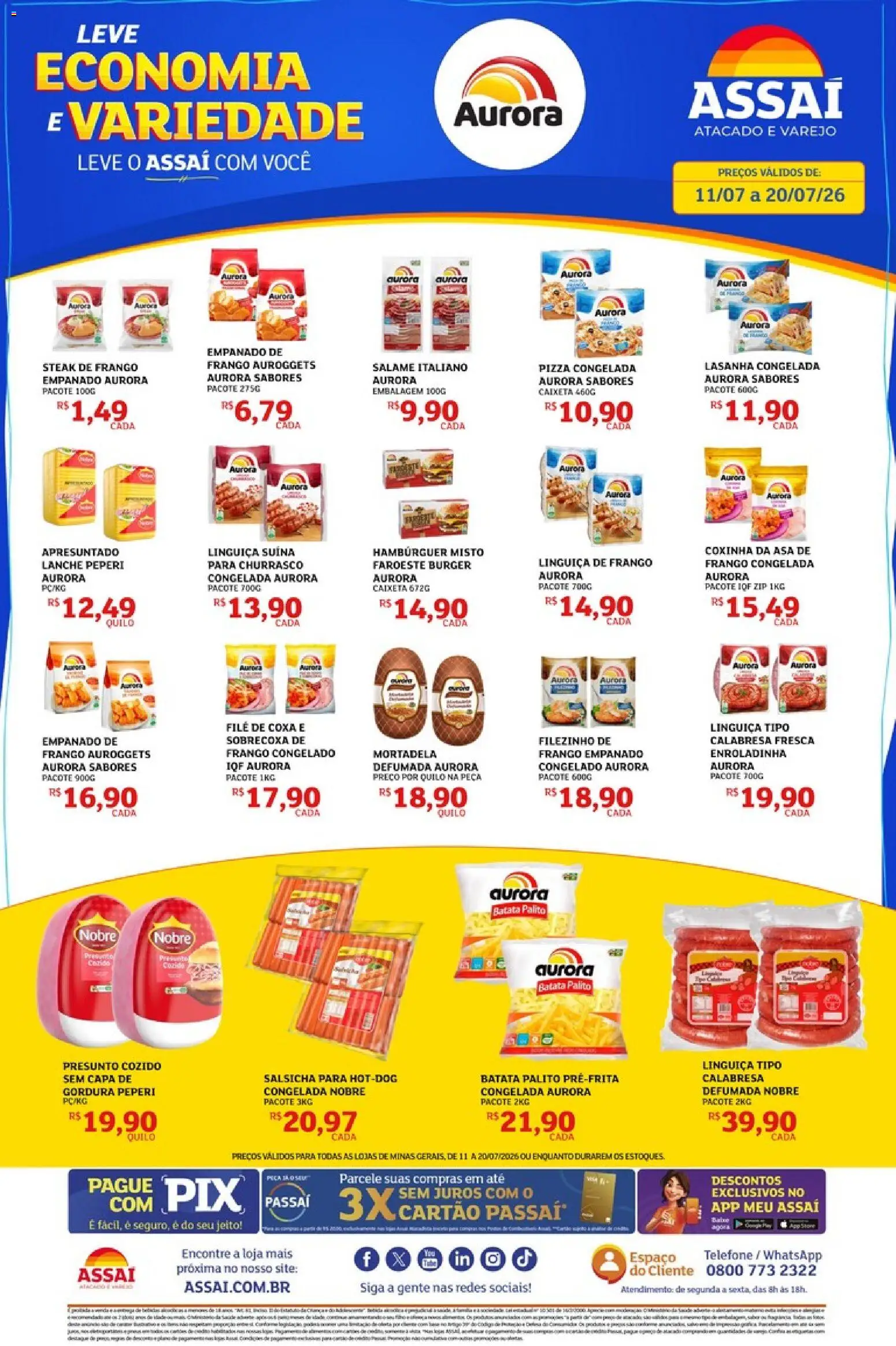 Assaí Atacadista Folheto - válido de 11/07/2026 | Página: 1 | Produtos: Linguiça, Presunto, Lasanha, Batata