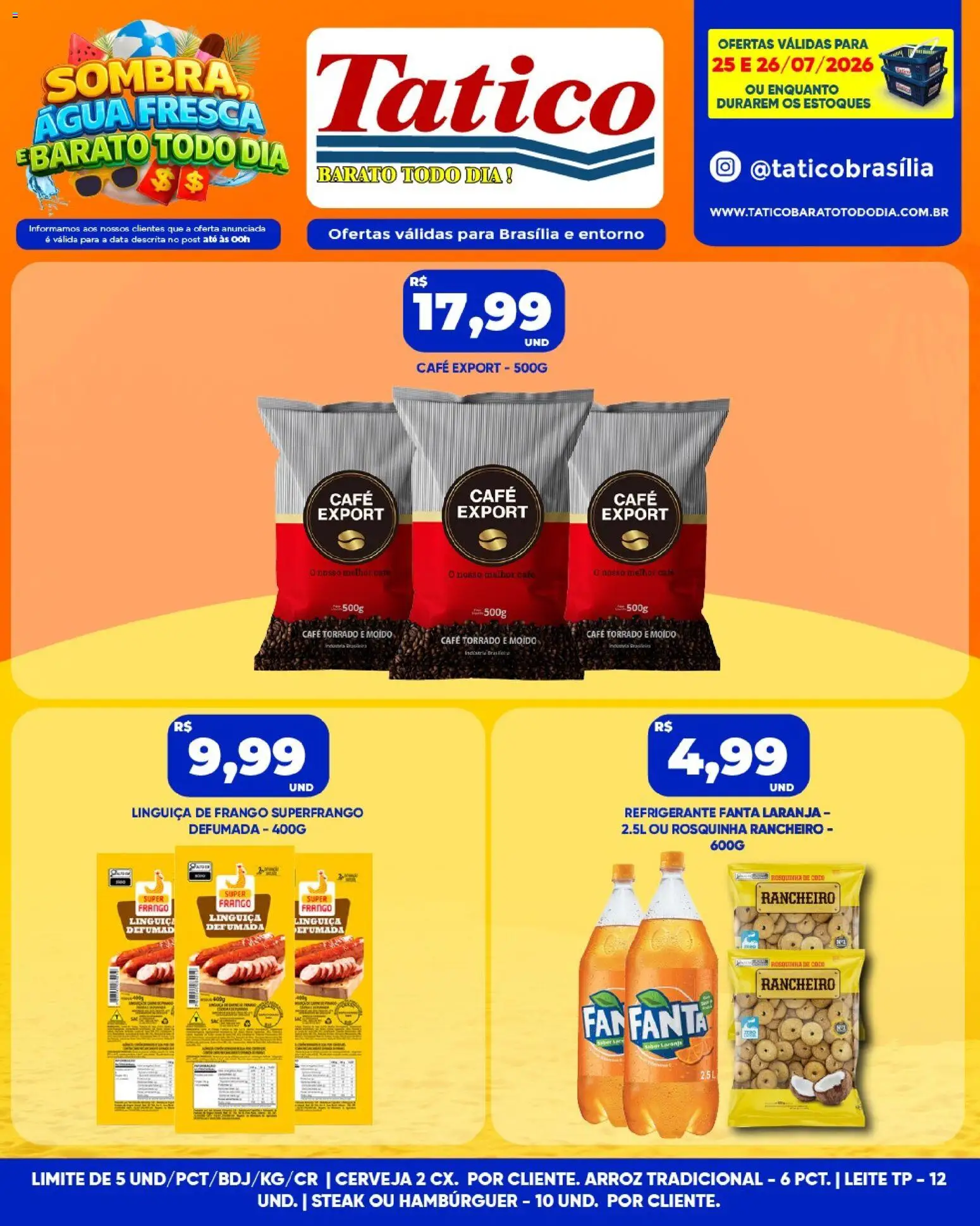 Tatico Folheto - válido de 25/07/2026 | Página: 9 | Produtos: Coco, Fanta, Hambúrguer, Refrigerante