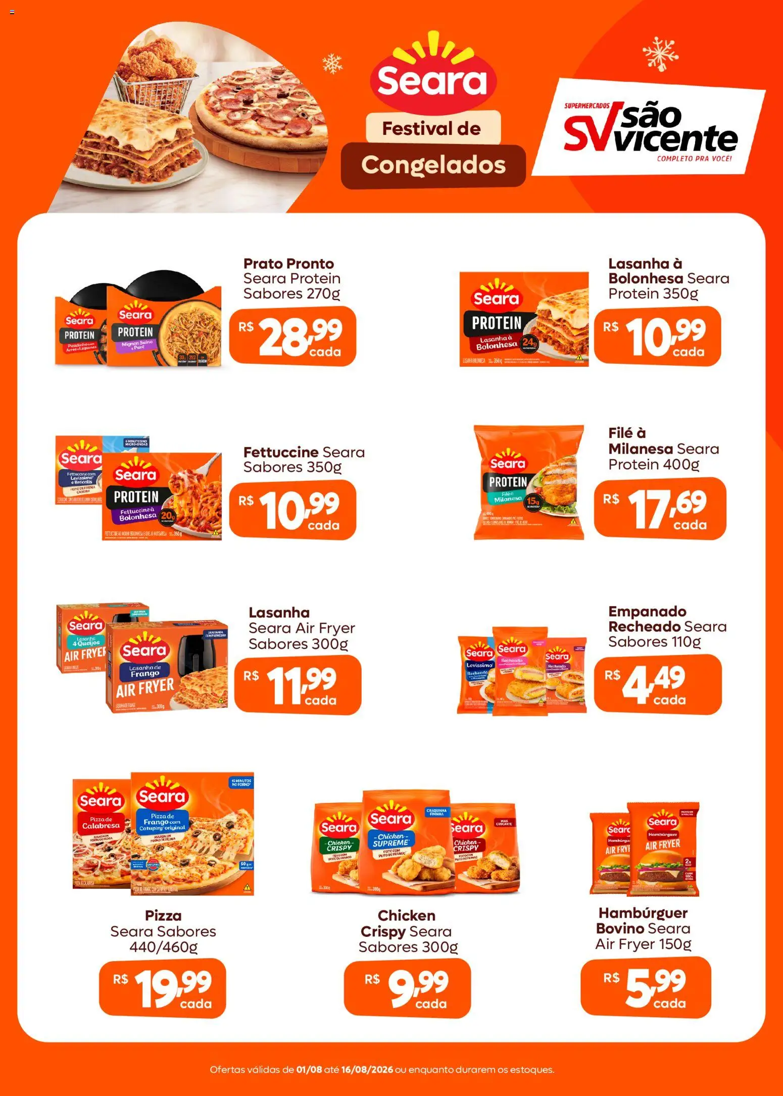 Supermercados São Vicente Folheto - válido de 01/08/2026 | Página: 1 | Produtos: Air fryer, Pizza, Catupiry, Lasanha