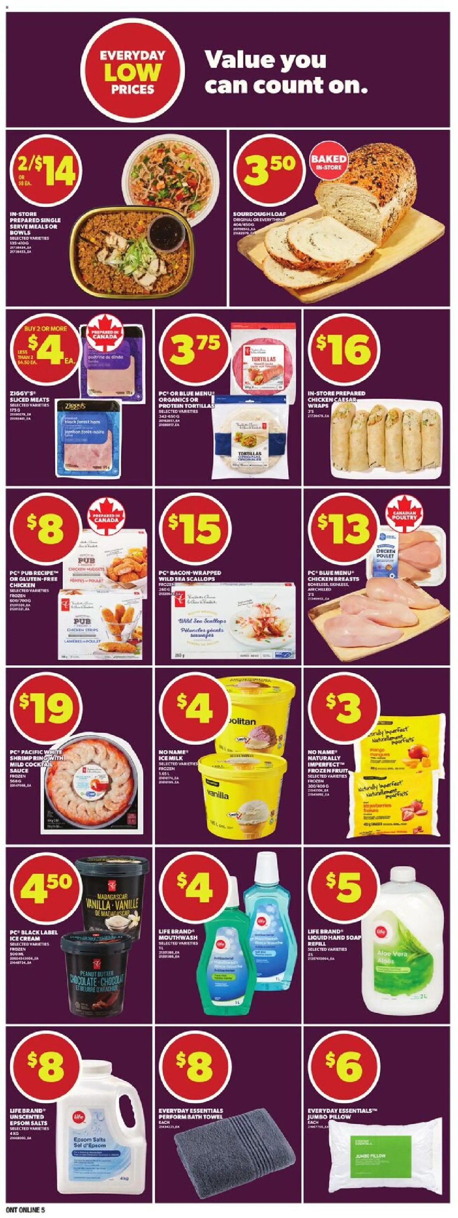 Zehrs flyer valid from 28.05.2026 | Page: 13 | Products: Strawberries, Chicken breasts, Pillow, Bath