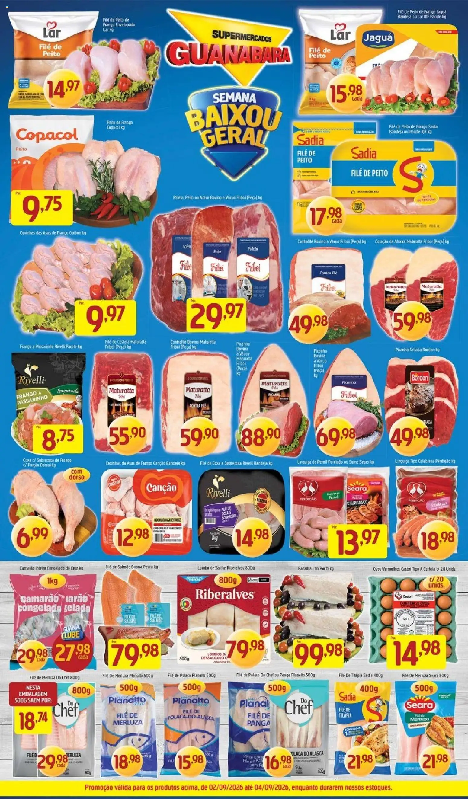 Supermercados Guanabara Folheto - válido de 02/09/2026 | Página: 5 | Produtos: Alcatra, Peixe, Frango, Filé de tilápia