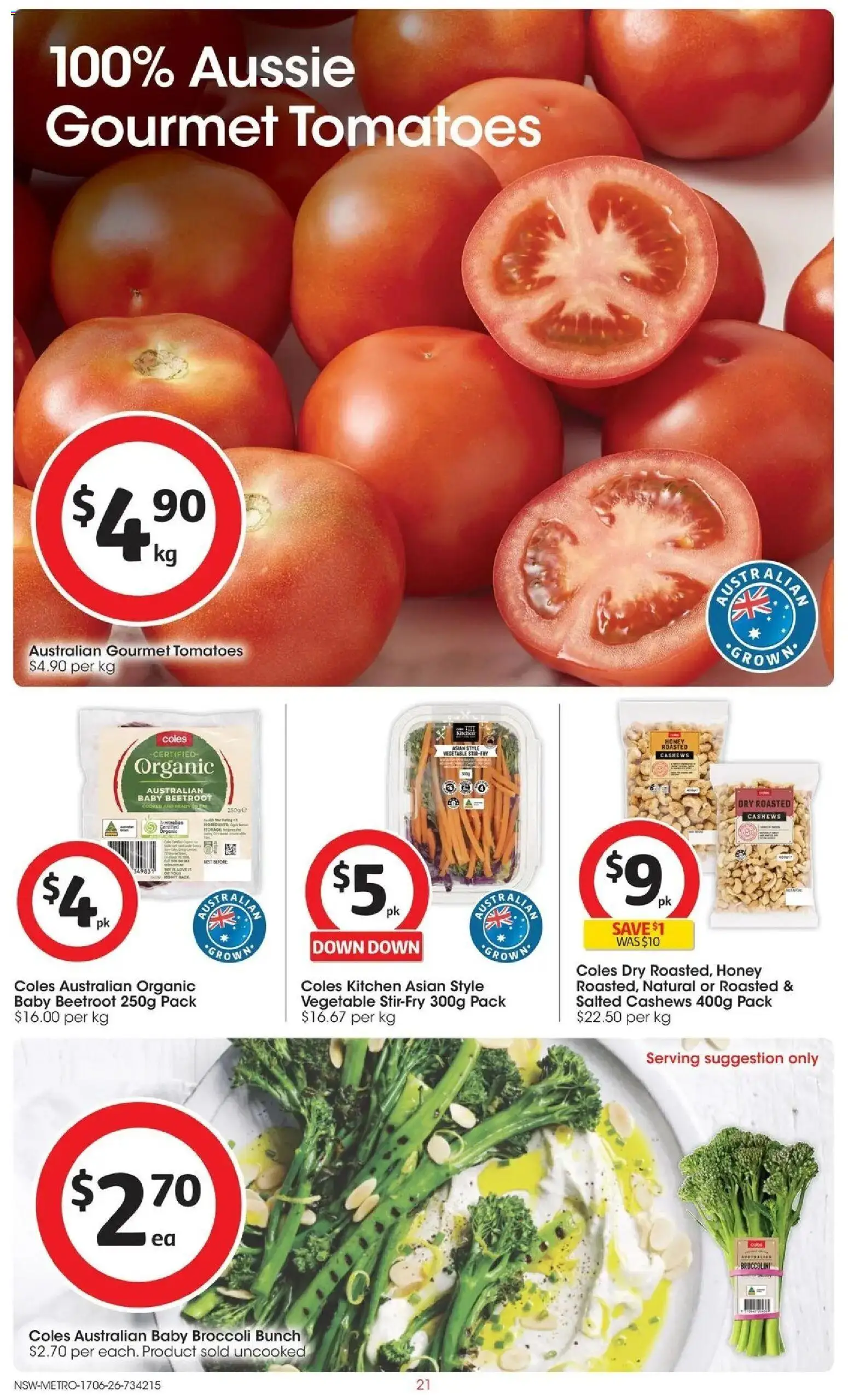 Coles catalogue - valid from 16.06.2026 | Page: 21 | Products: Honey, Tomatoes, Beetroot