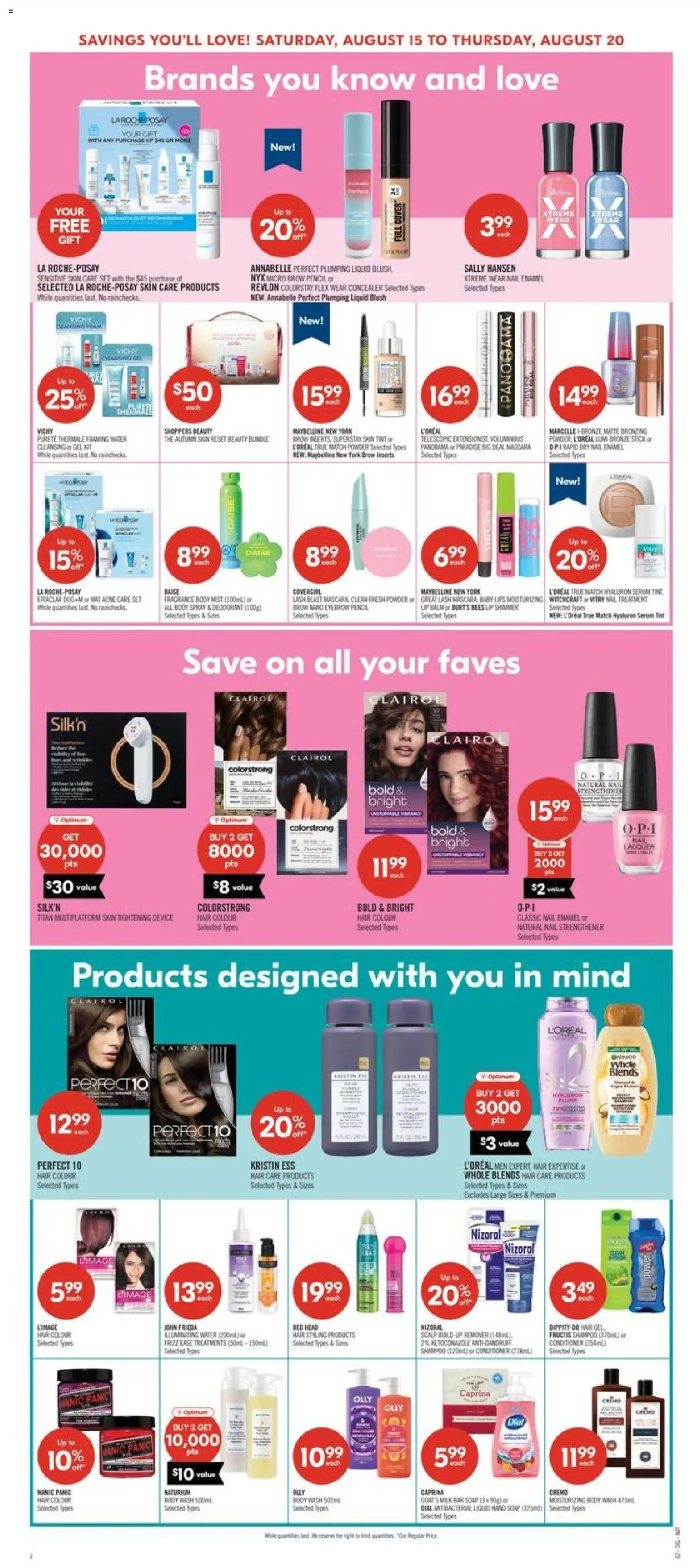 Shoppers flyer valid from Aug 14, 2026 | Page: 17 | Products: Water, Deodorant, Bed, Milk