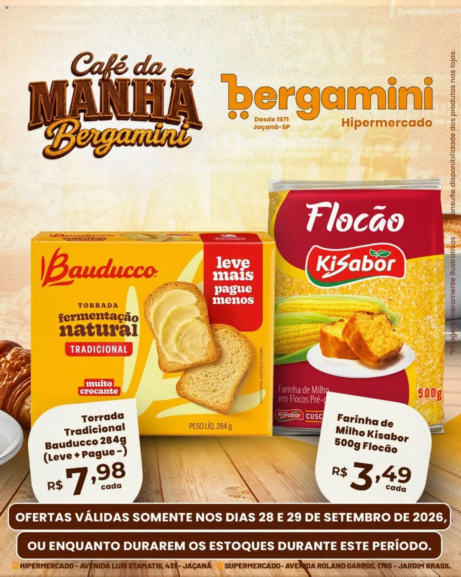 Supermercado Bergamini Folheto - válido de 28/09/2026 | Página: 6 | Produtos: Farinha, Café, Flocos, Milho