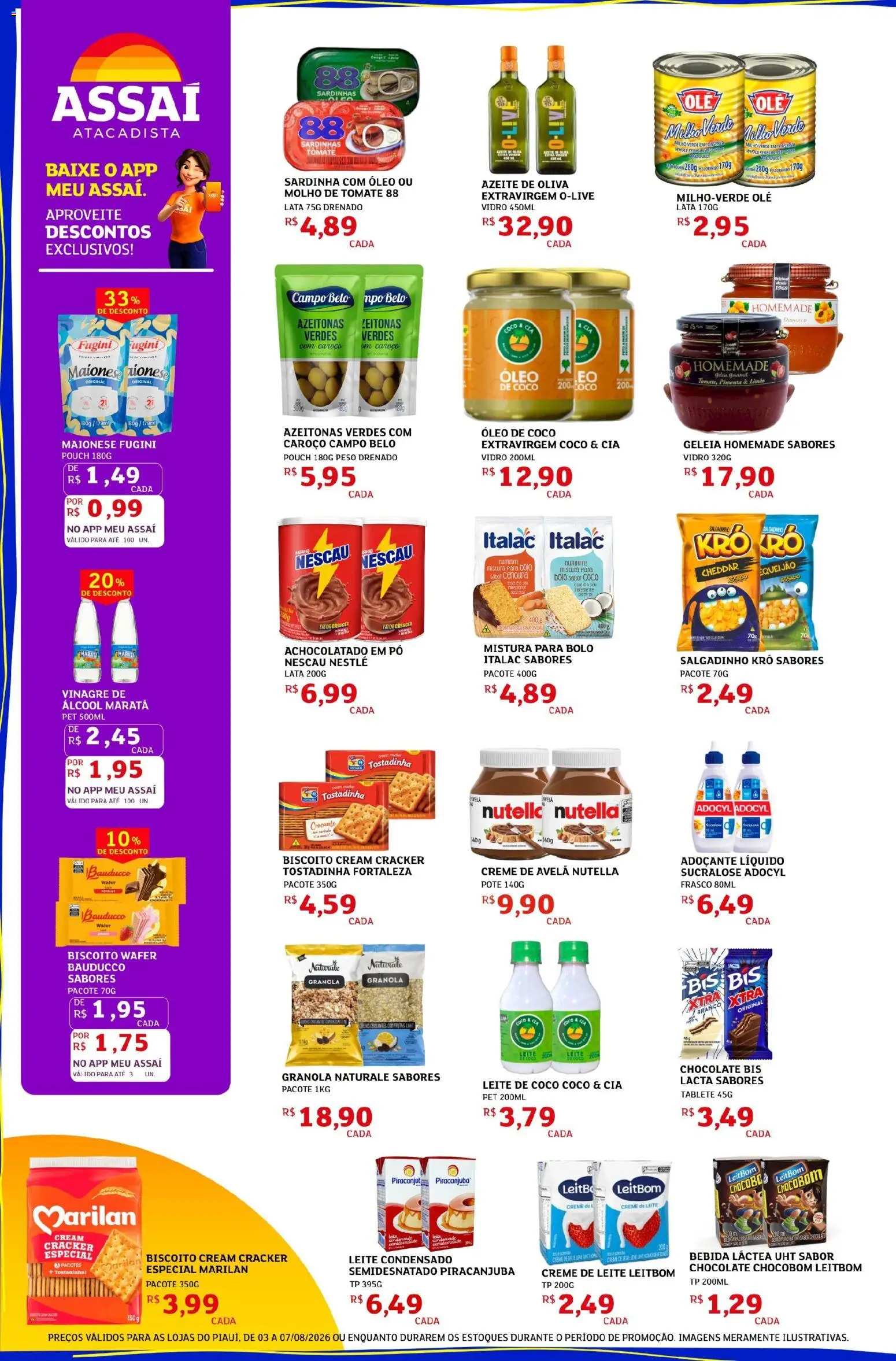 Assaí Atacadista Folheto - válido de 03/08/2026 | Página: 2 | Produtos: Nescau, Óleo de coco, Leite de coco, Avelã