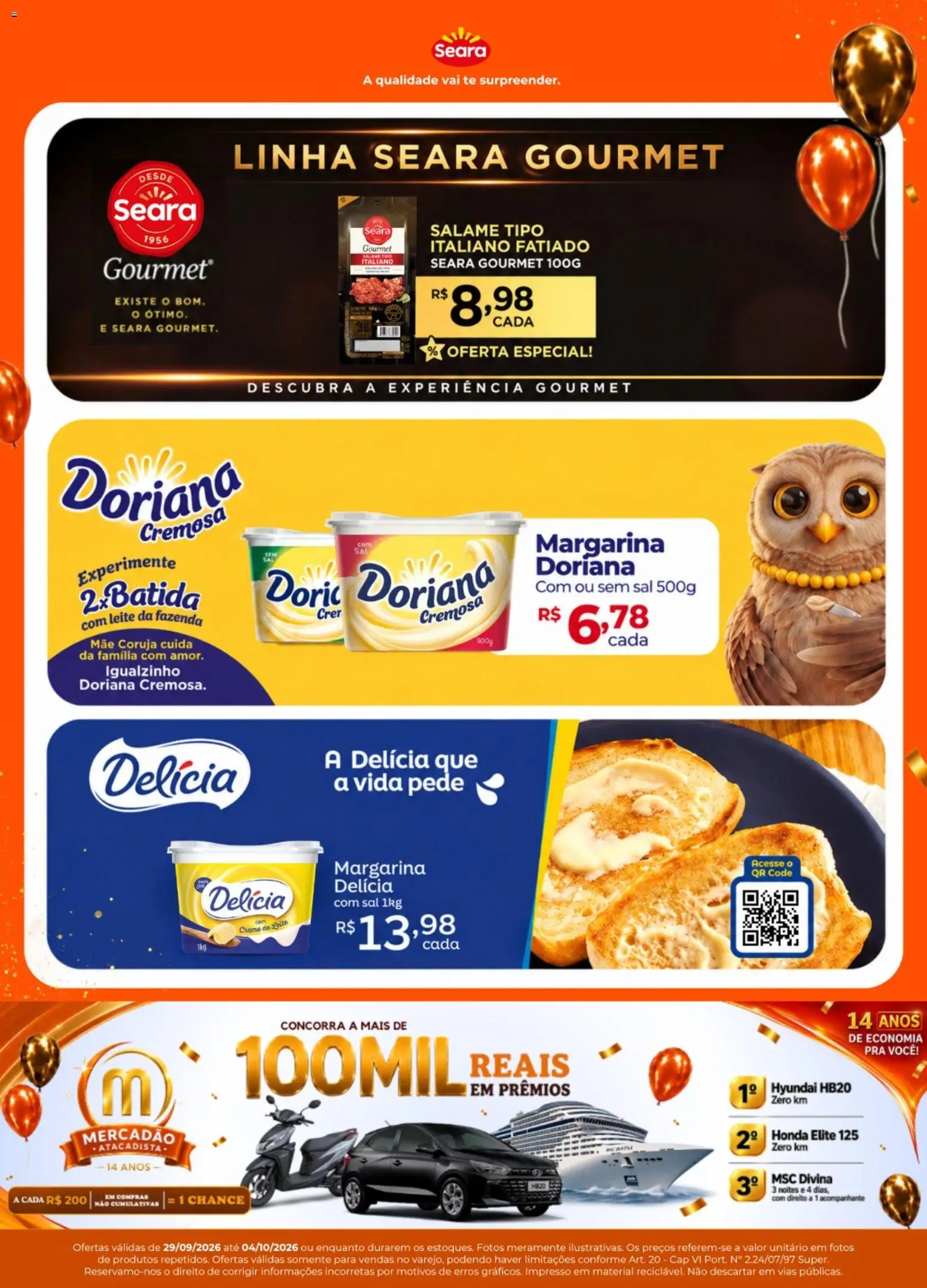 Mercadão Atacadista Folheto - válido de 29/09/2026 | Página: 2 | Produtos: Doriana, Salame, Creme, Sal