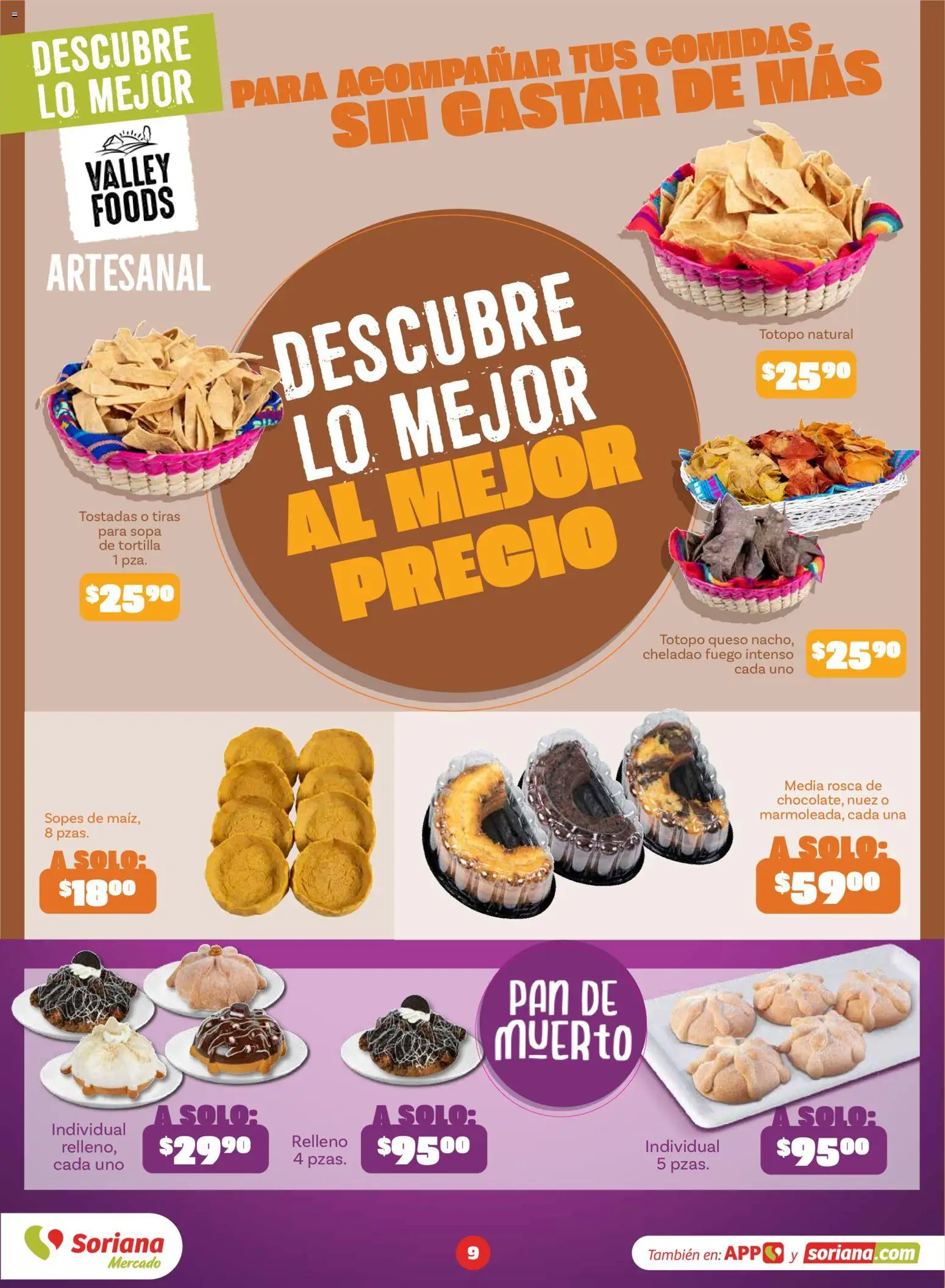 Nuevas ofertas de Soriana válidas en toda la República Mexicana desde el 01/09/2026. ¡Encuentra las mejores ofertas en Soriana Descubre lo mejor al mejor precio Mercado Nacional! | Página: 9 | Productos: Queso, Pan, Nuez, Tostadas