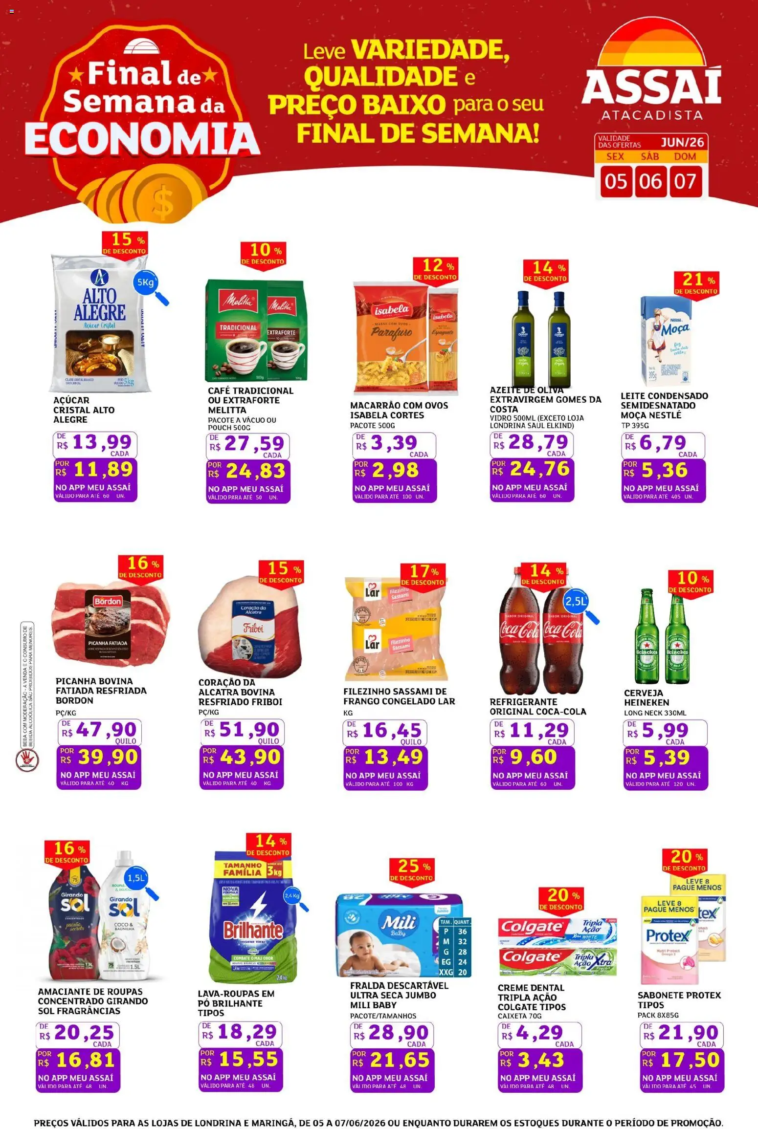 Assaí Atacadista Folheto - válido de 05.06.2026 | Página: 1 | Produtos: Amaciante de roupas, Alcatra, Cerveja, Bebida