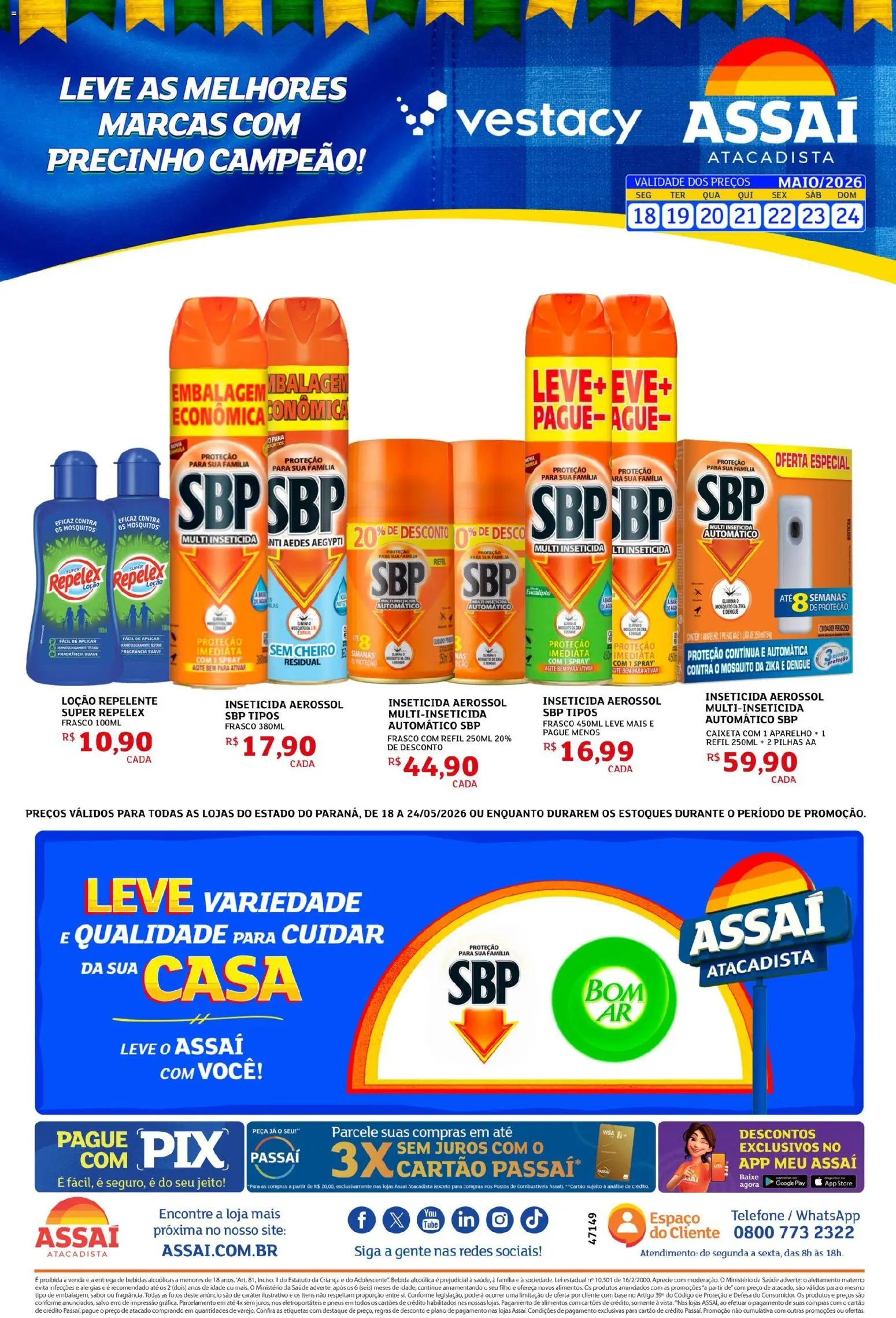 Assaí Atacadista Folheto - válido de 18.05.2026 | Página: 1 | Produtos: Fragrância, Bebida, Repelente, Telefone